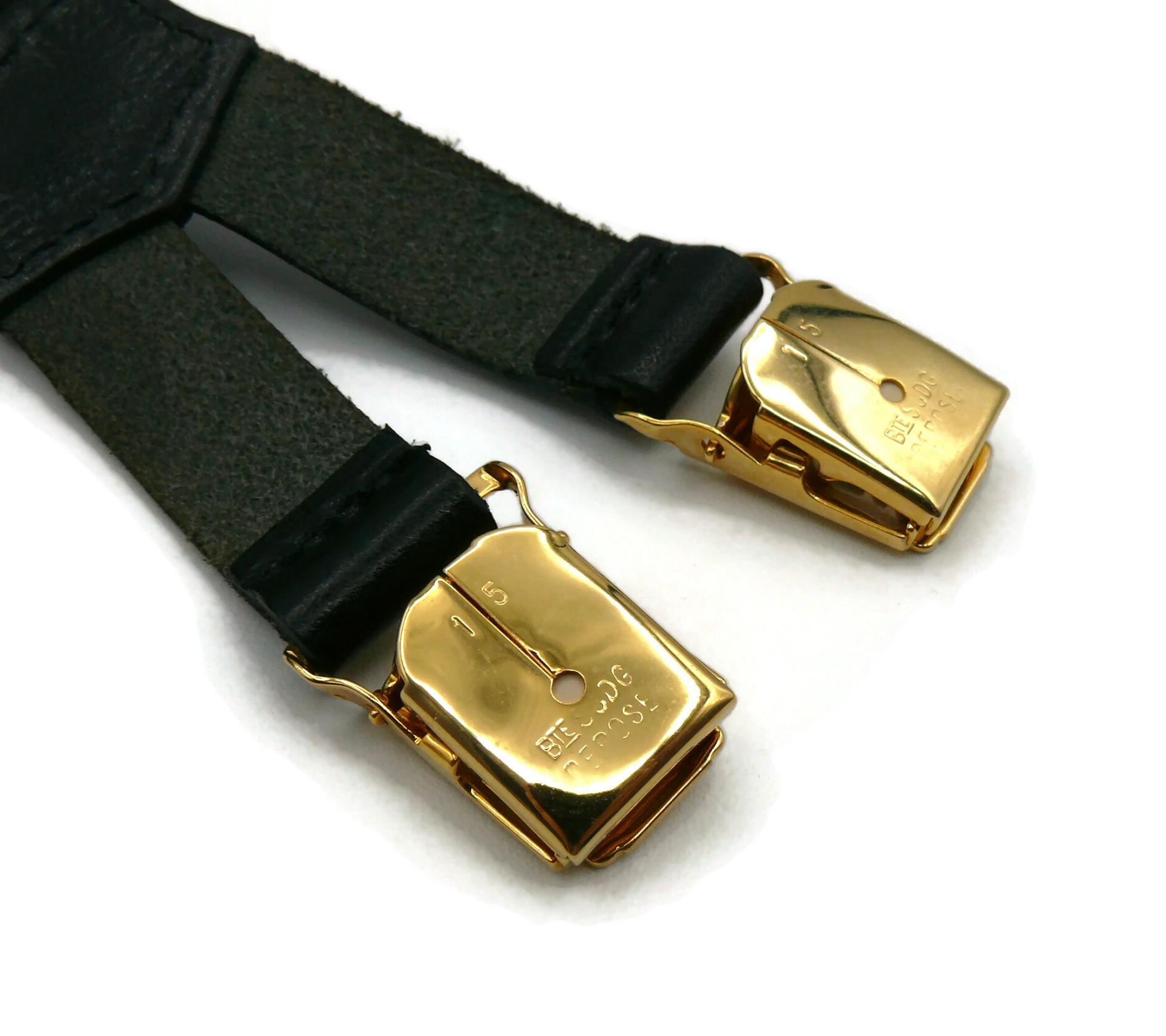 CHANEL by KARL LAGERFELD Vintage Iconic Light Brown and Black Suspenders, 1994 im Angebot 10