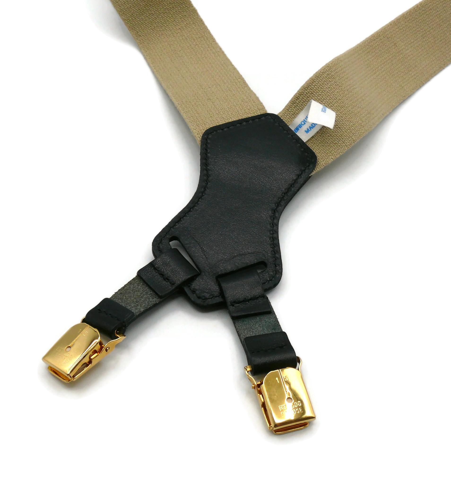 CHANEL by KARL LAGERFELD Vintage Iconic Light Brown and Black Suspenders, 1994 im Angebot 11
