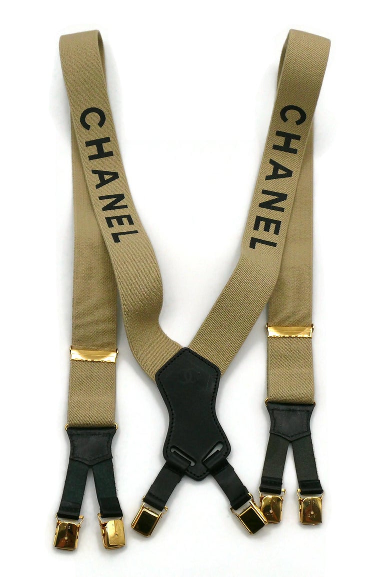 Chanel Pre-owned 1997 logo print suspenders, Women's Fashion