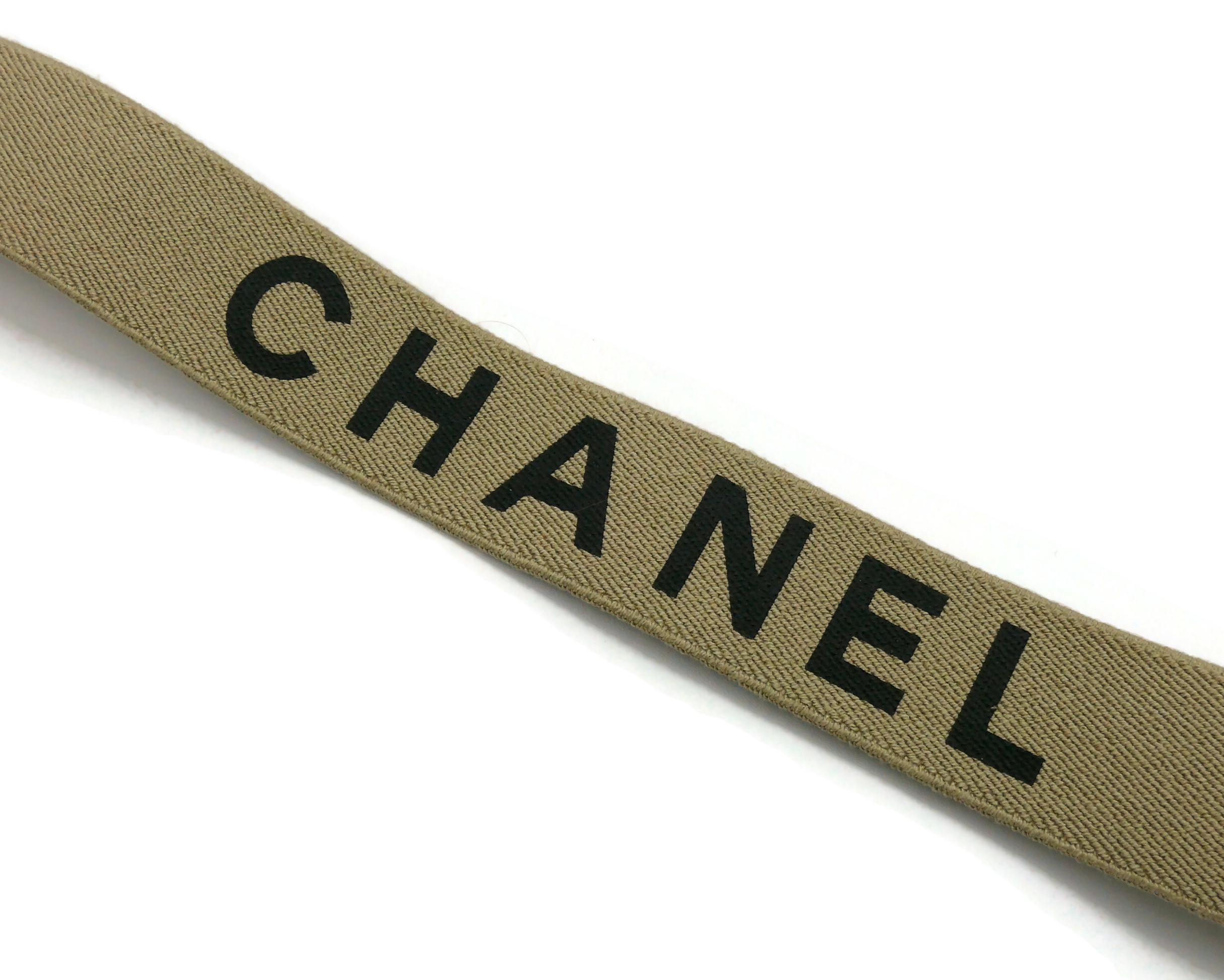 CHANEL by KARL LAGERFELD Vintage Iconic Light Brown and Black Suspenders, 1994 For Sale 1