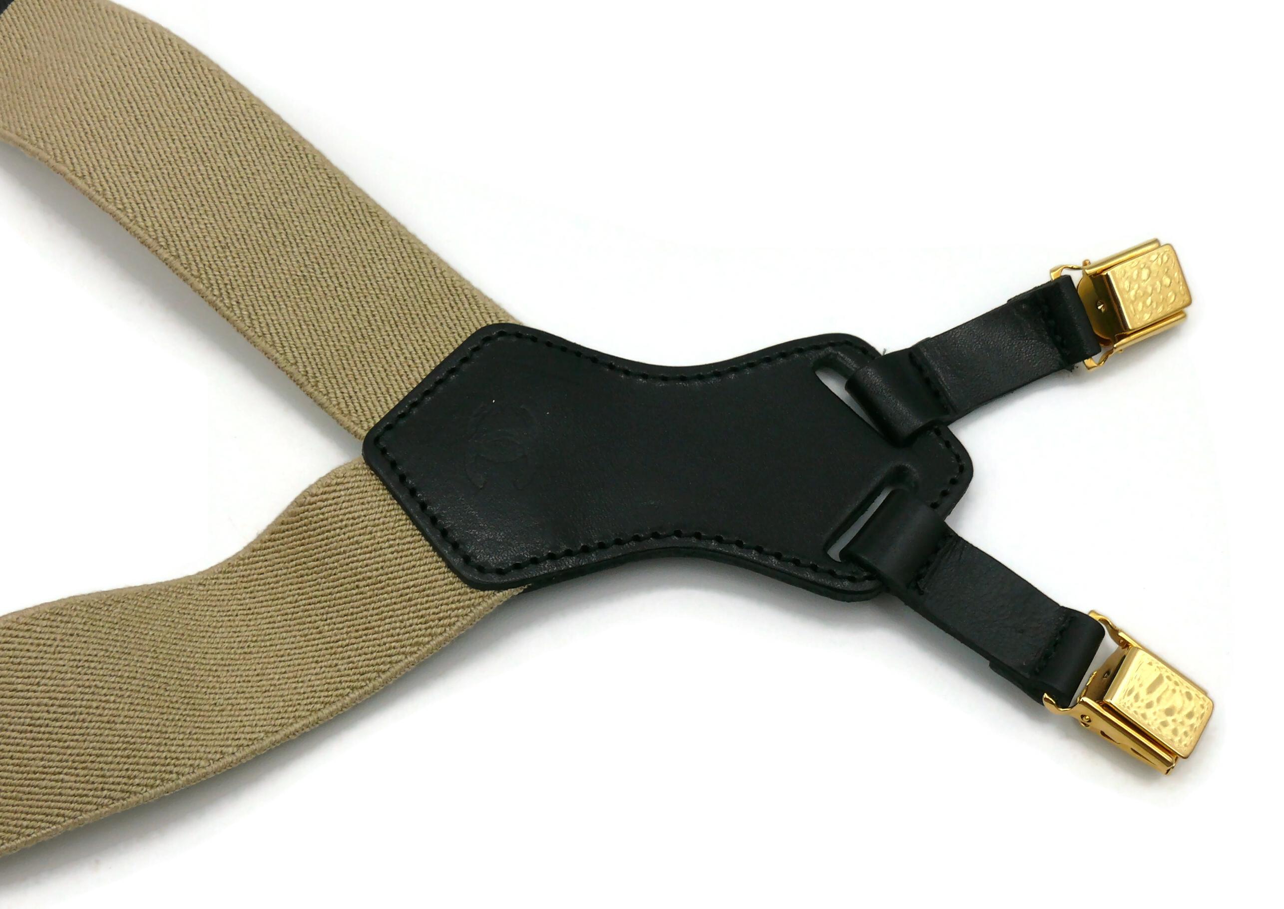 CHANEL by KARL LAGERFELD Vintage Iconic Light Brown and Black Suspenders, 1994 im Angebot 2