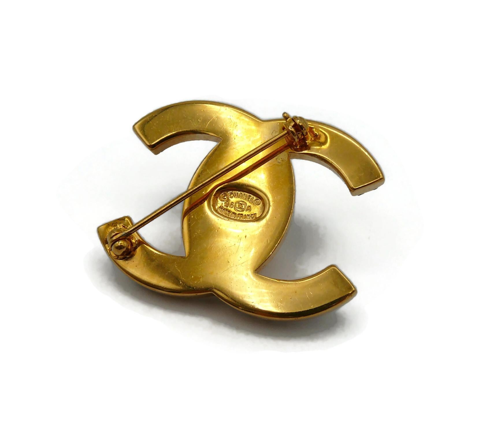 CHANEL by KARL LAGERFELD Vintage Jewelled CC Turn Lock Brooch, Fall 1996 For Sale 3