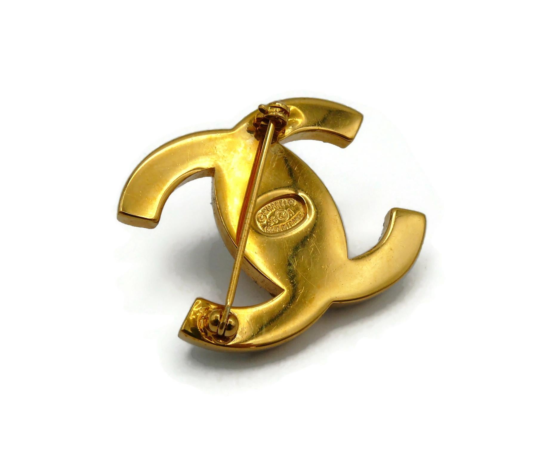 CHANEL by KARL LAGERFELD Vintage Jewelled CC Turn Lock Brooch, Fall 1996 For Sale 4