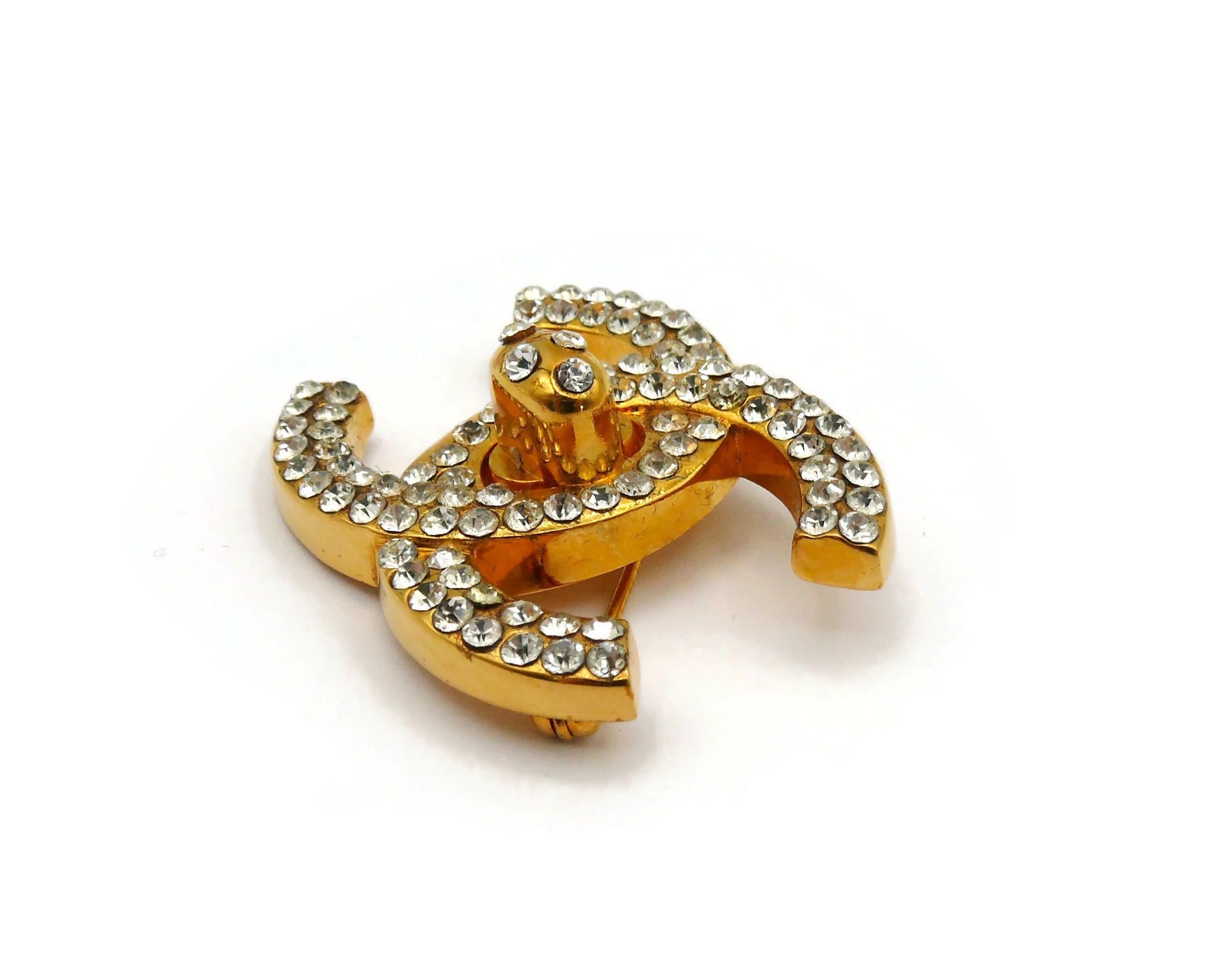 Women's CHANEL by KARL LAGERFELD Vintage Jewelled CC Turn Lock Brooch, Fall 1996 For Sale