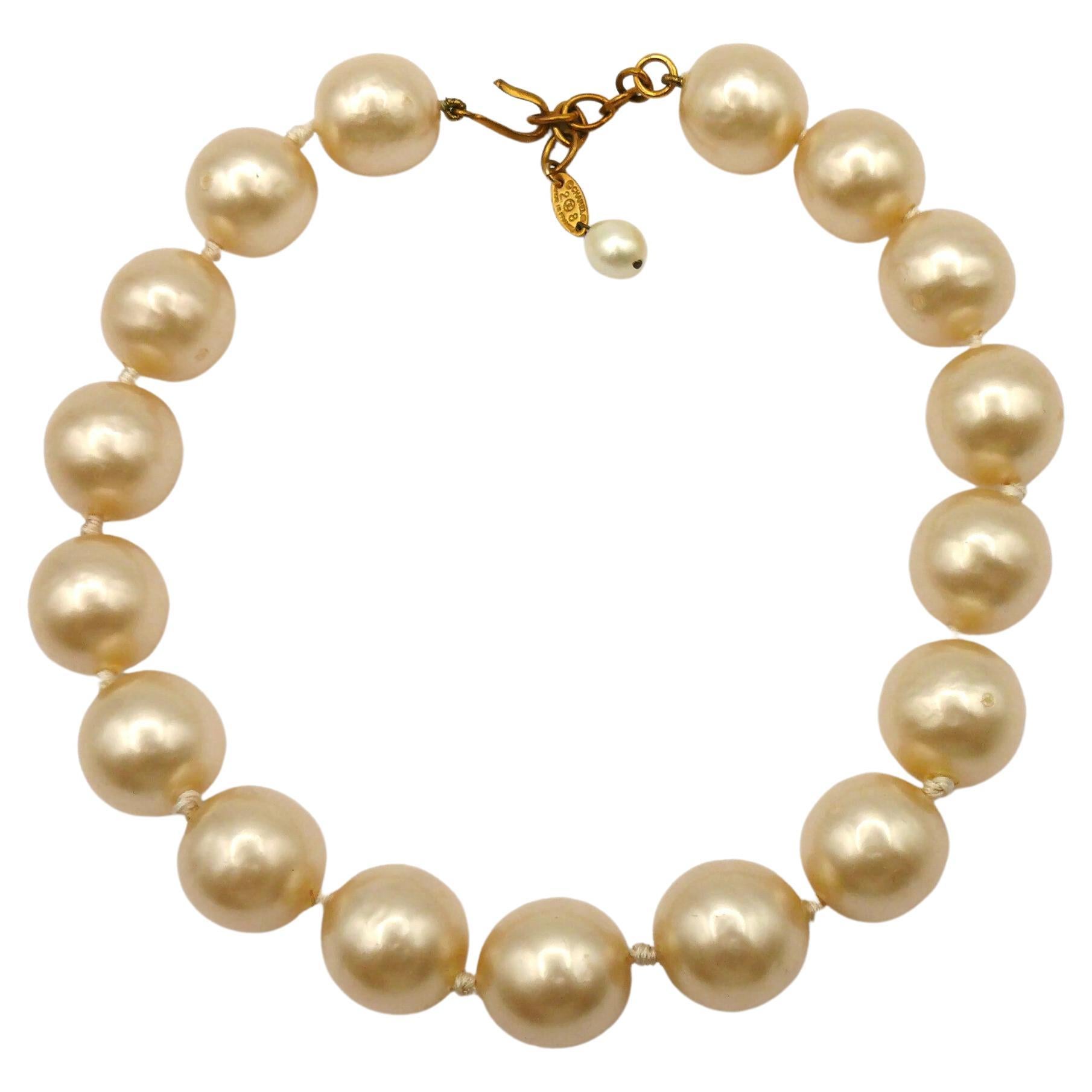 CHANEL by KARL LAGERFELD Vintage Large Faux Pearl Necklace, 1993 For Sale