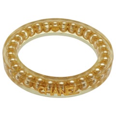 CHANEL by KARL LAGERFELD Vintage Lucite Pearl Inlaid Bangle, Spring 1997