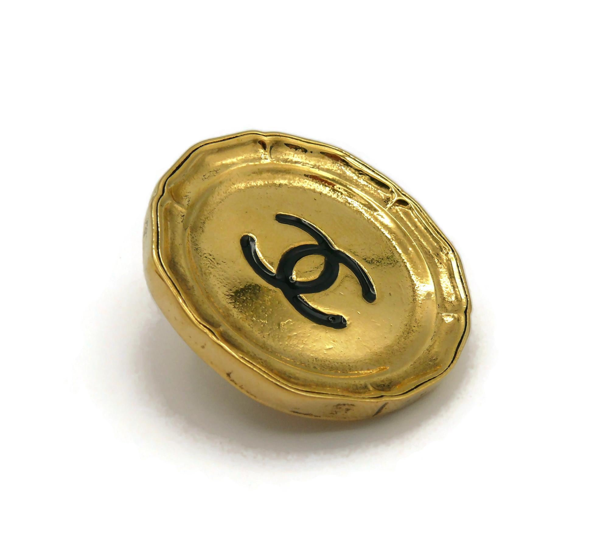 CHANEL by KARL LAGERFELD Vintage Massive Dish Plate CC Clip On Earrings, 1989 For Sale 9
