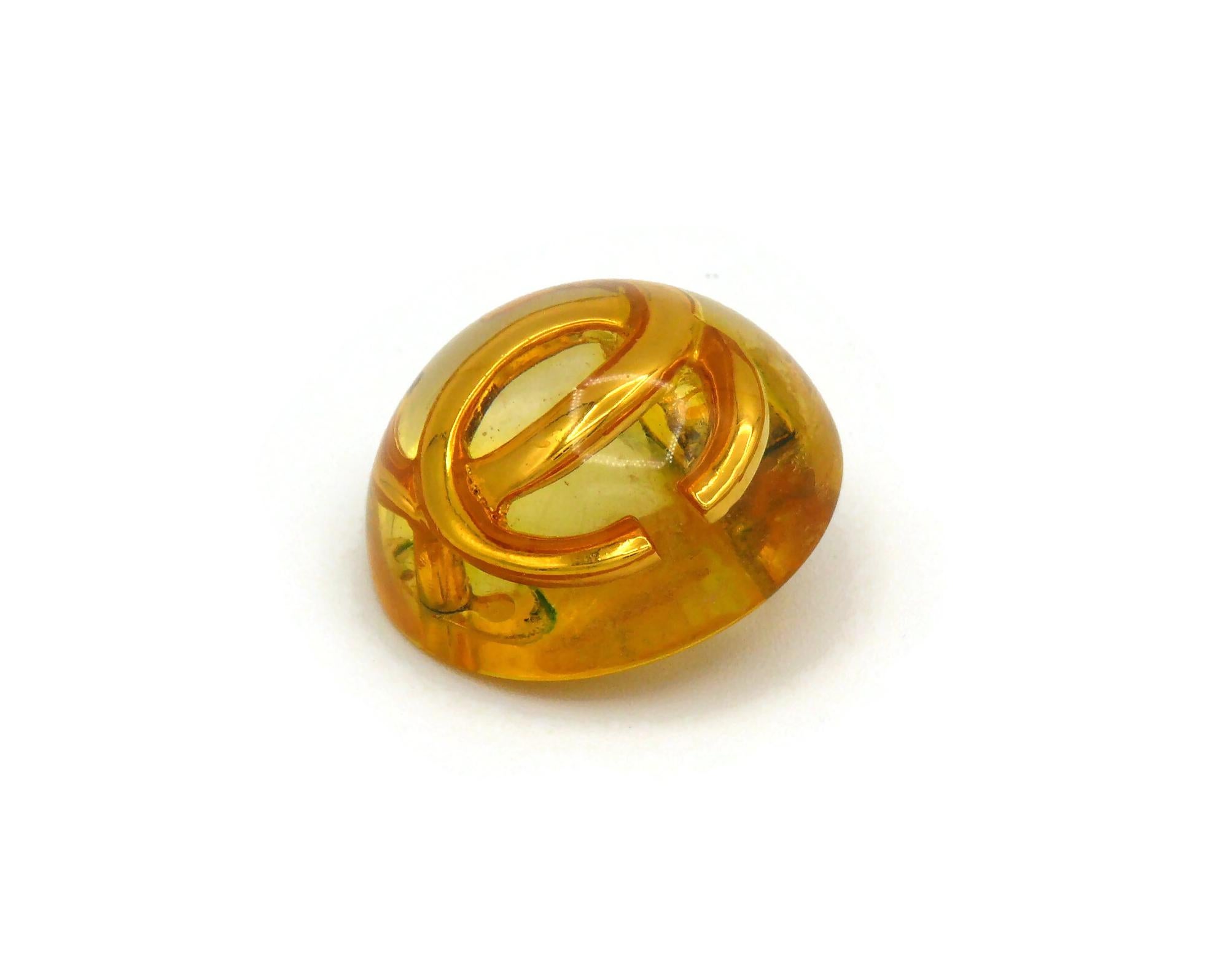 CHANEL by KARL LAGERFELD Vintage Massive Domed Resin CC Clip On Earrings, 1990 For Sale 2