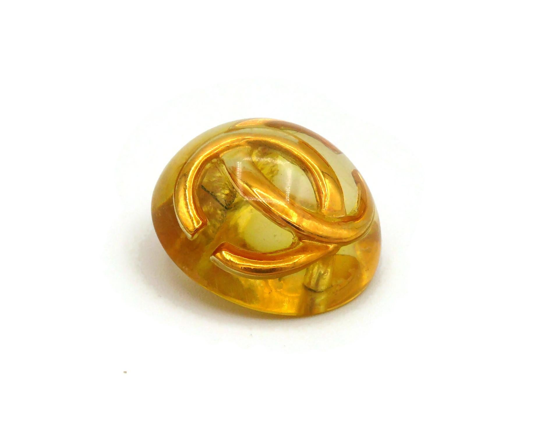 CHANEL by KARL LAGERFELD Vintage Massive Domed Resin CC Clip On Earrings, 1990 For Sale 5