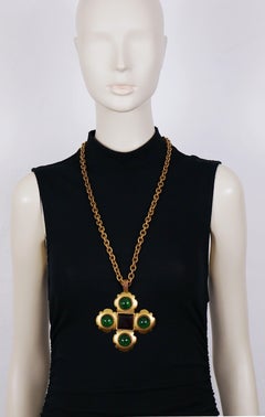 CHANEL by KARL LAGERFELD Vintage Massive Gripoix Cross Pendant Necklace, 1990