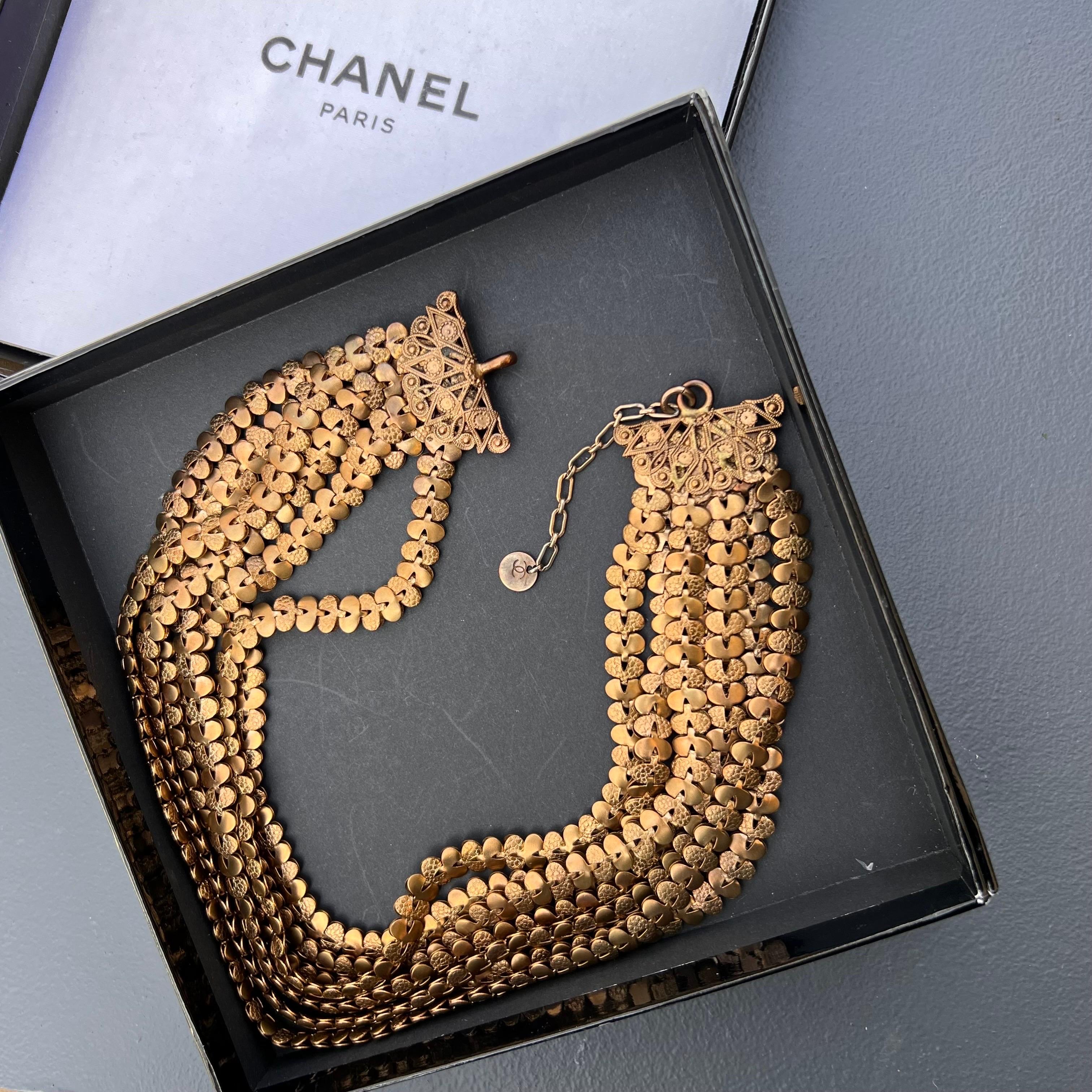 Modern Chanel by Karl Lagerfeld Vintage Multi Chain Statement Necklace For Sale