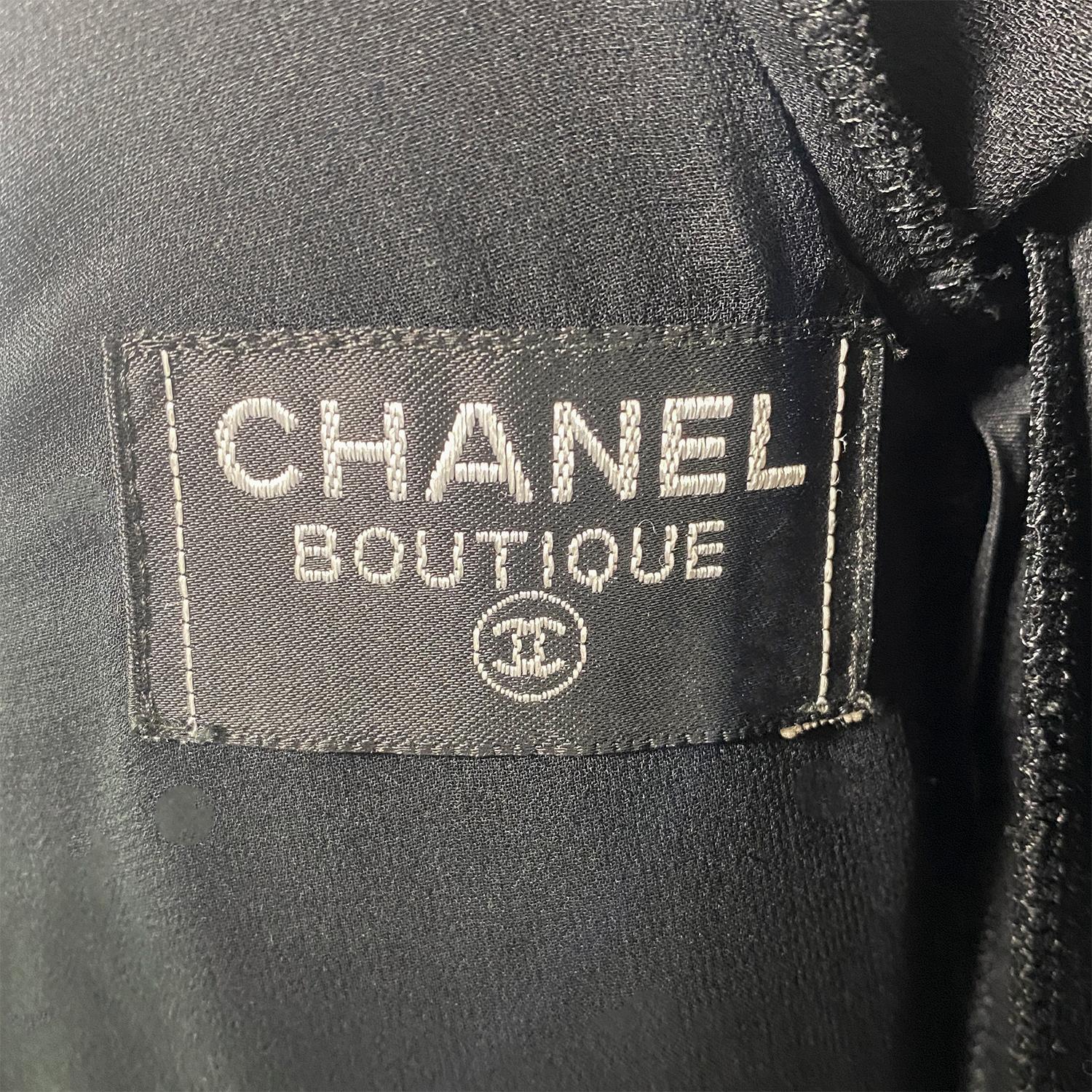 Chanel by Karl Lagerfeld Vintage Off-Shoulder Black Dress 1990s For Sale 3