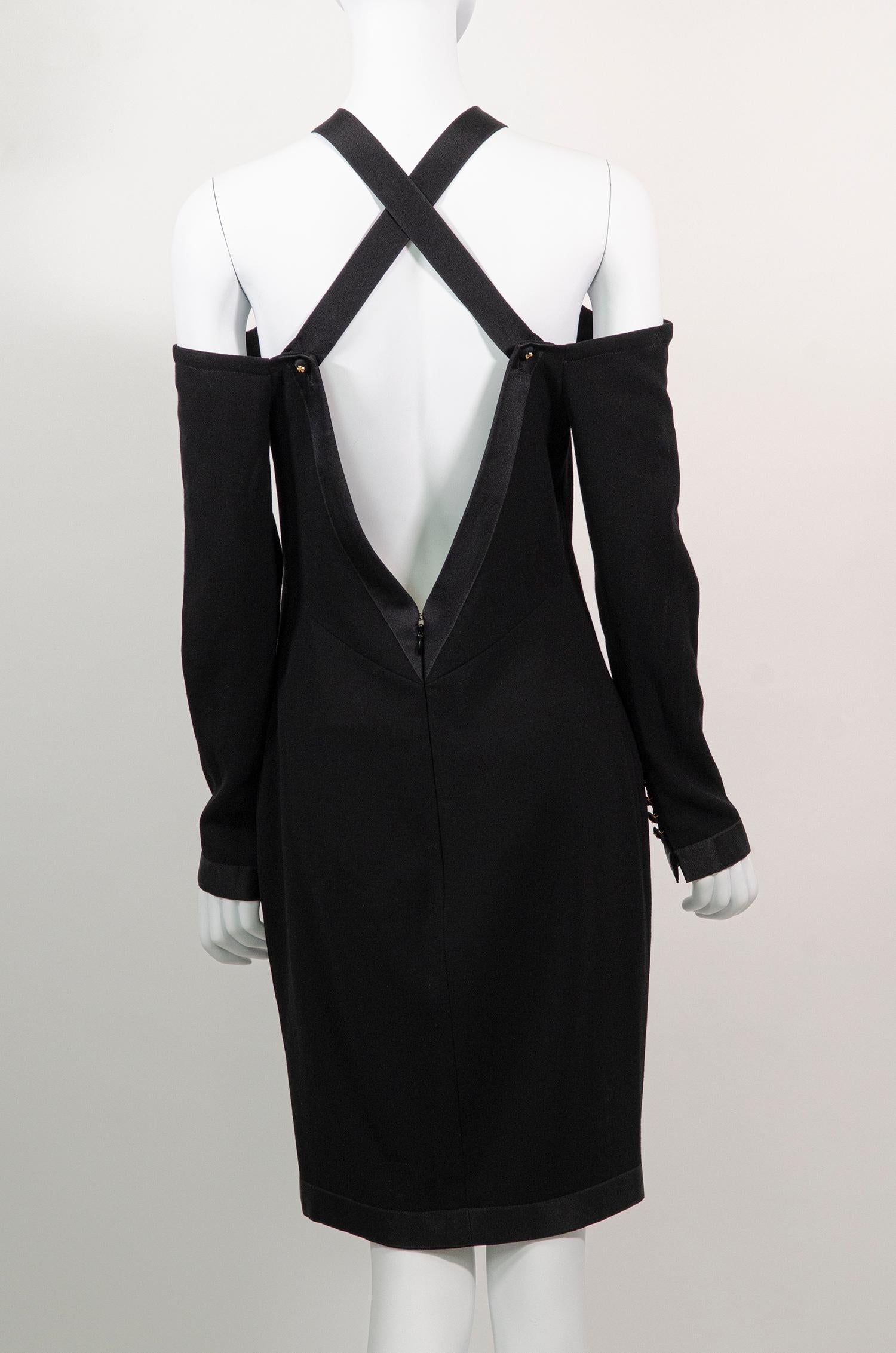 Noir Chanel par Karl Lagerfeld - Robe noire vintage à épaules dénudées, années 1990 en vente