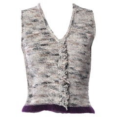 Chanel by Karl Lagerfeld for Chanel Vintage Runway A/I 1999, gilet senza maniche in maglia, con cappuccio e cappuccio.