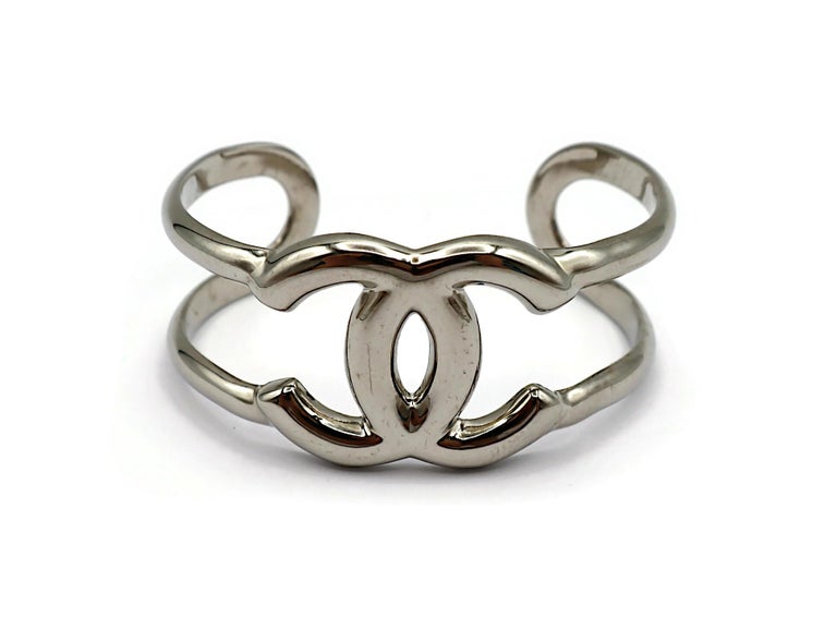 CHANEL by KARL LAGERFELD Vintage Silver Tone CC Cuff