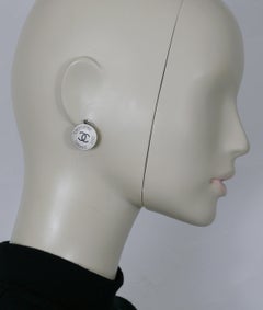 CHANEL by KARL LAGERFELD Vintage Silver Tone Croisière 2000 CC Clip On Earrings