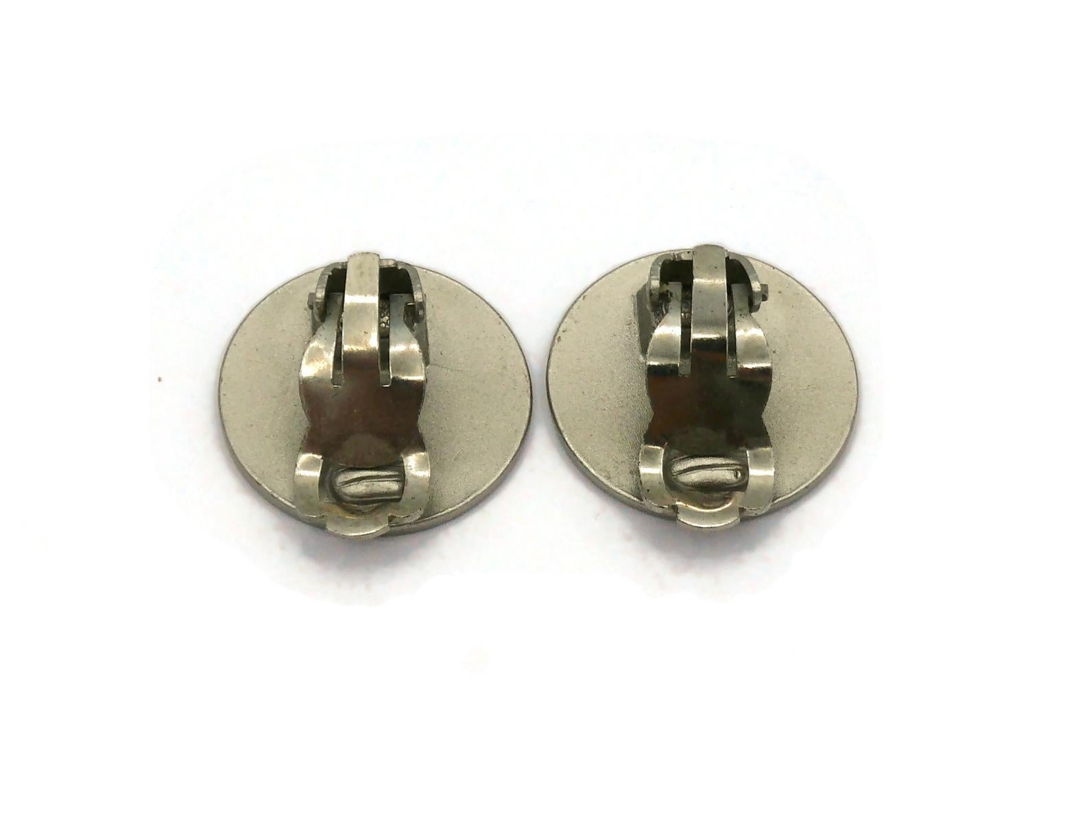 CHANEL by KARL LAGERFELD Vintage Silver Tone Croisière 2000 CC Clip On Earrings For Sale 1