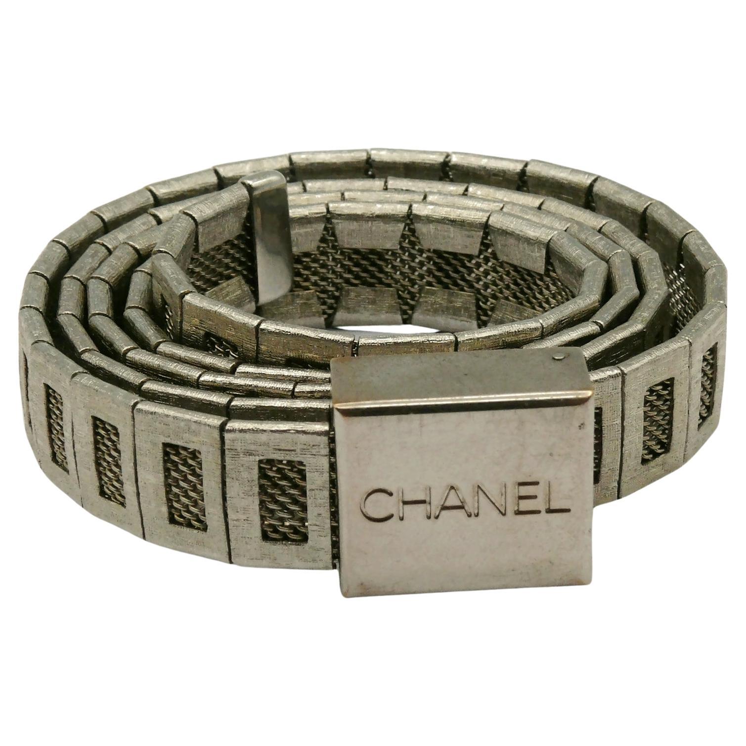CHANEL by KARL LAGERFELD Vintage Silver Tone Metal Belt, Spring 1998 For Sale