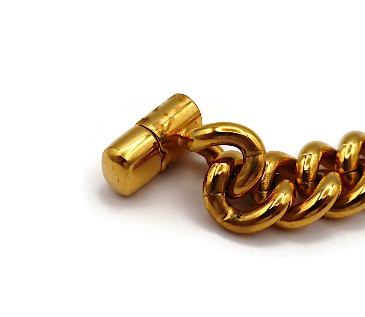 CHANEL by KARL LAGERFELD Vintage Spring 1996 Gold Tone Turn-Lock Bracelet For Sale 8