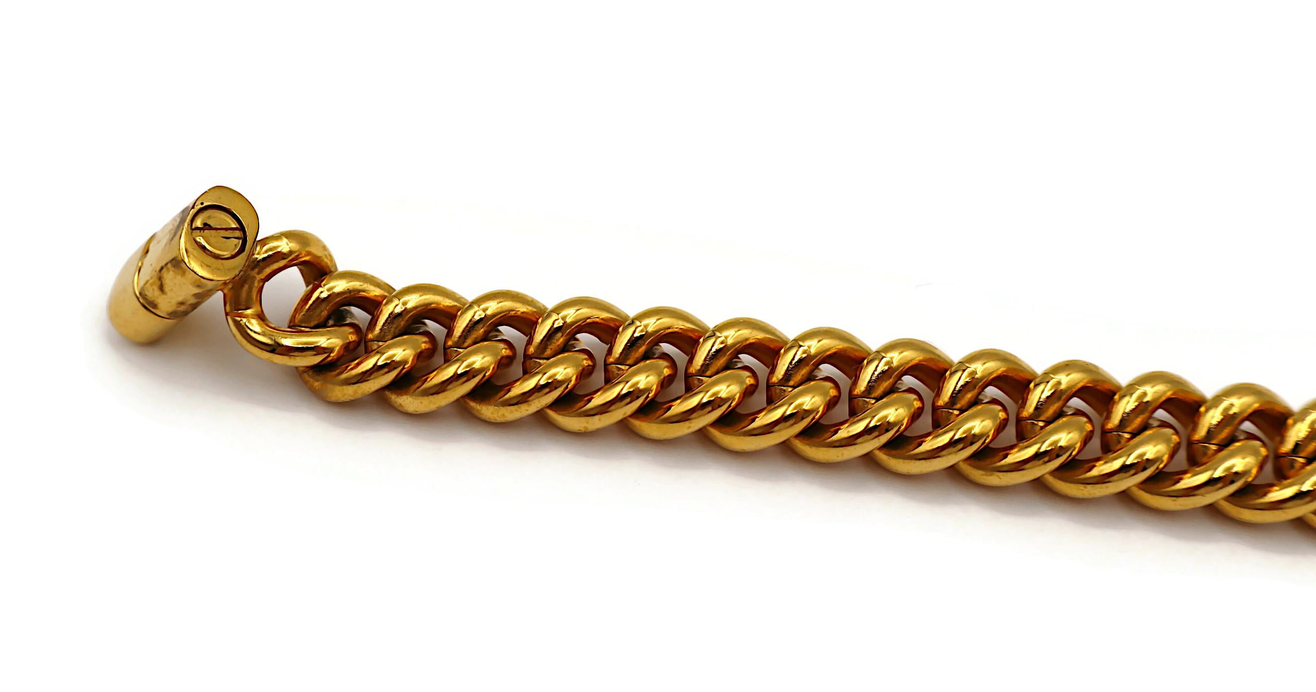 CHANEL by KARL LAGERFELD Vintage Spring 1996 Gold Tone Turn-Lock Bracelet For Sale 3
