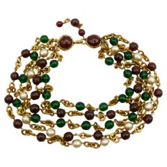CHANEL by KARL LAGERFELD Vintage Triple Strand GRIPOIX Necklace, 1988