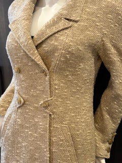 CHANEL By Karl Lagerfeld Vintage Tweed Boucle Cream CC Logo Jacket Fall 1996