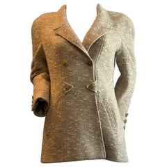 CHANEL By Karl Lagerfeld Vintage Tweed Boucle Cream CC Logo Jacket Fall 1996