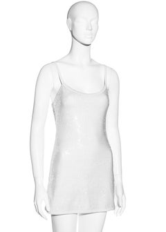 Chanel by Karl Lagerfeld white clear iridescent sequin mini dress, ss 2005