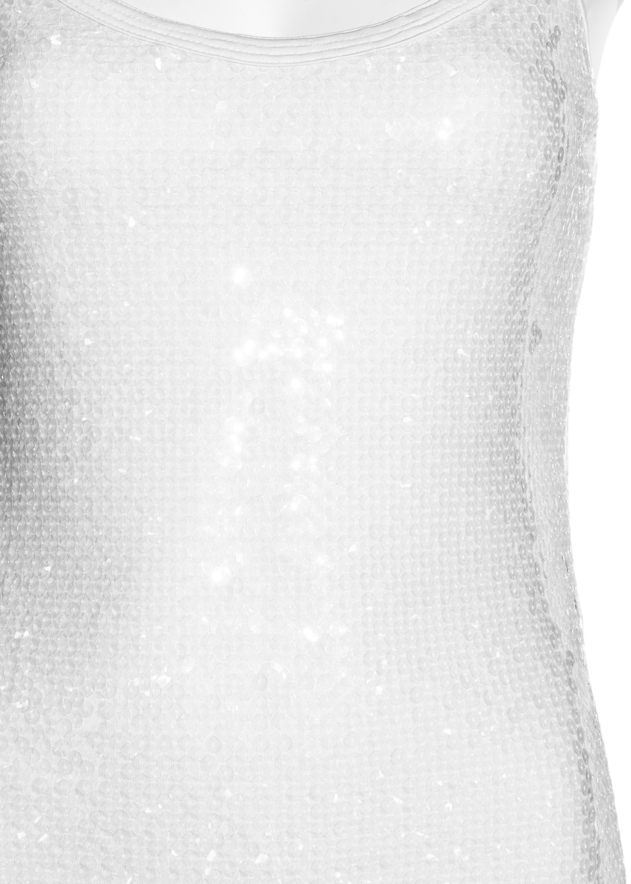 Gray Chanel by Karl Lagerfeld white clear iridescent sequin mini dress, ss 2005
