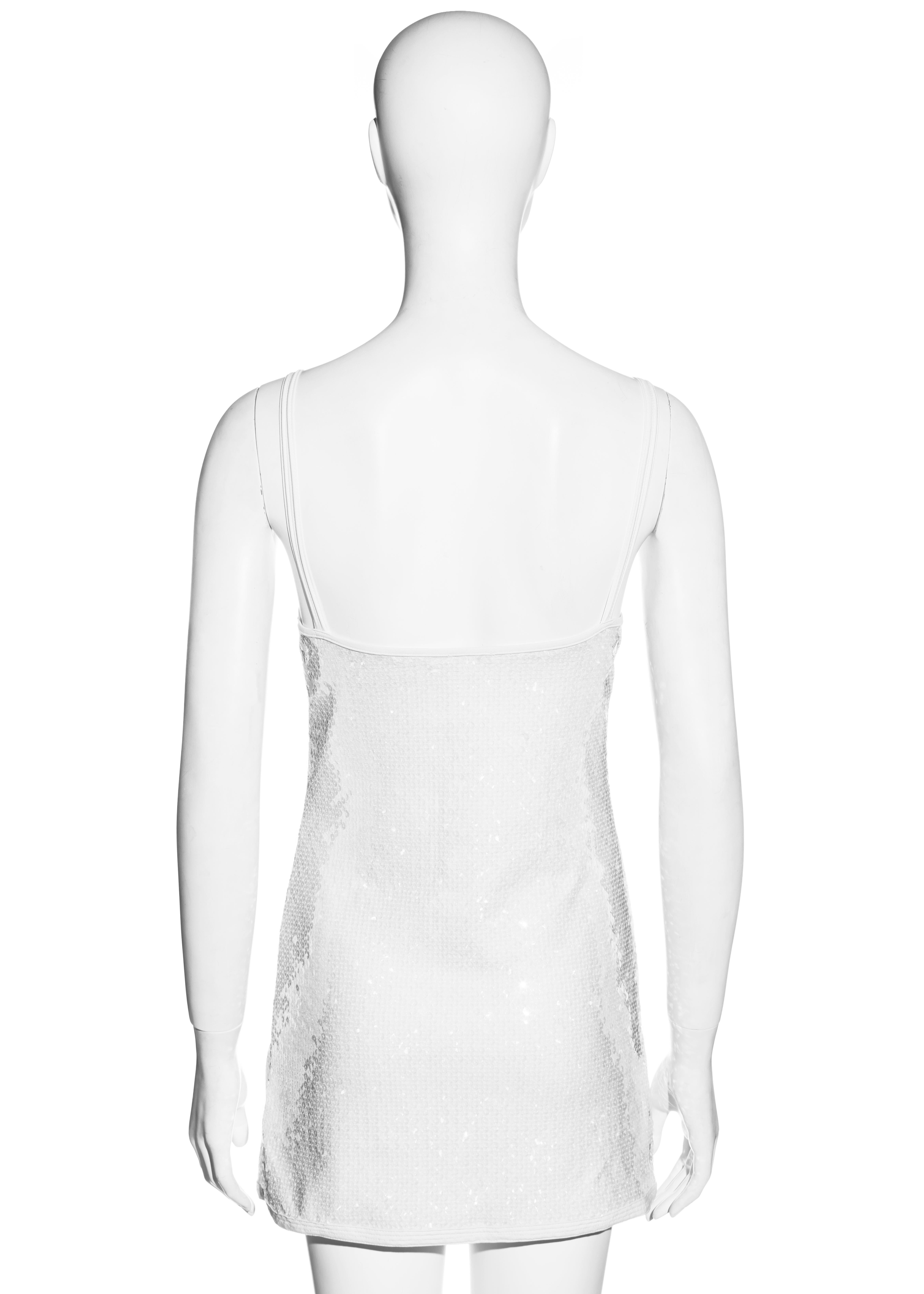 Chanel by Karl Lagerfeld white clear iridescent sequin mini dress, ss 2005 In Excellent Condition In London, GB