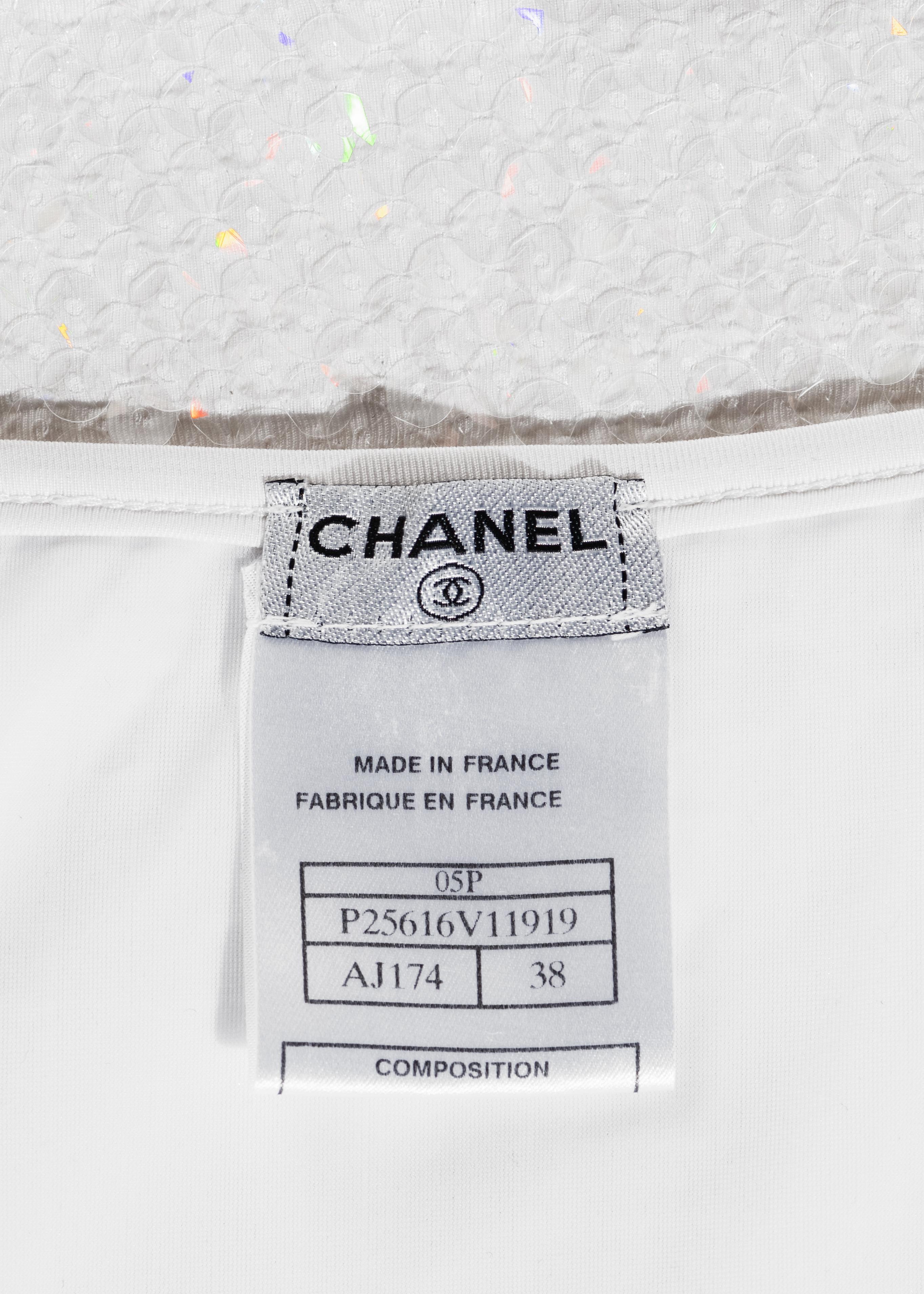 Women's Chanel by Karl Lagerfeld white clear iridescent sequin mini dress, ss 2005