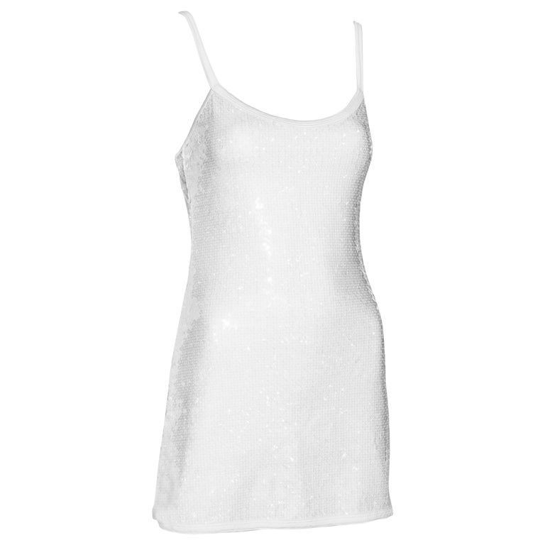 Chanel by Karl Lagerfeld white clear iridescent sequin mini dress, ss 2005  at 1stDibs