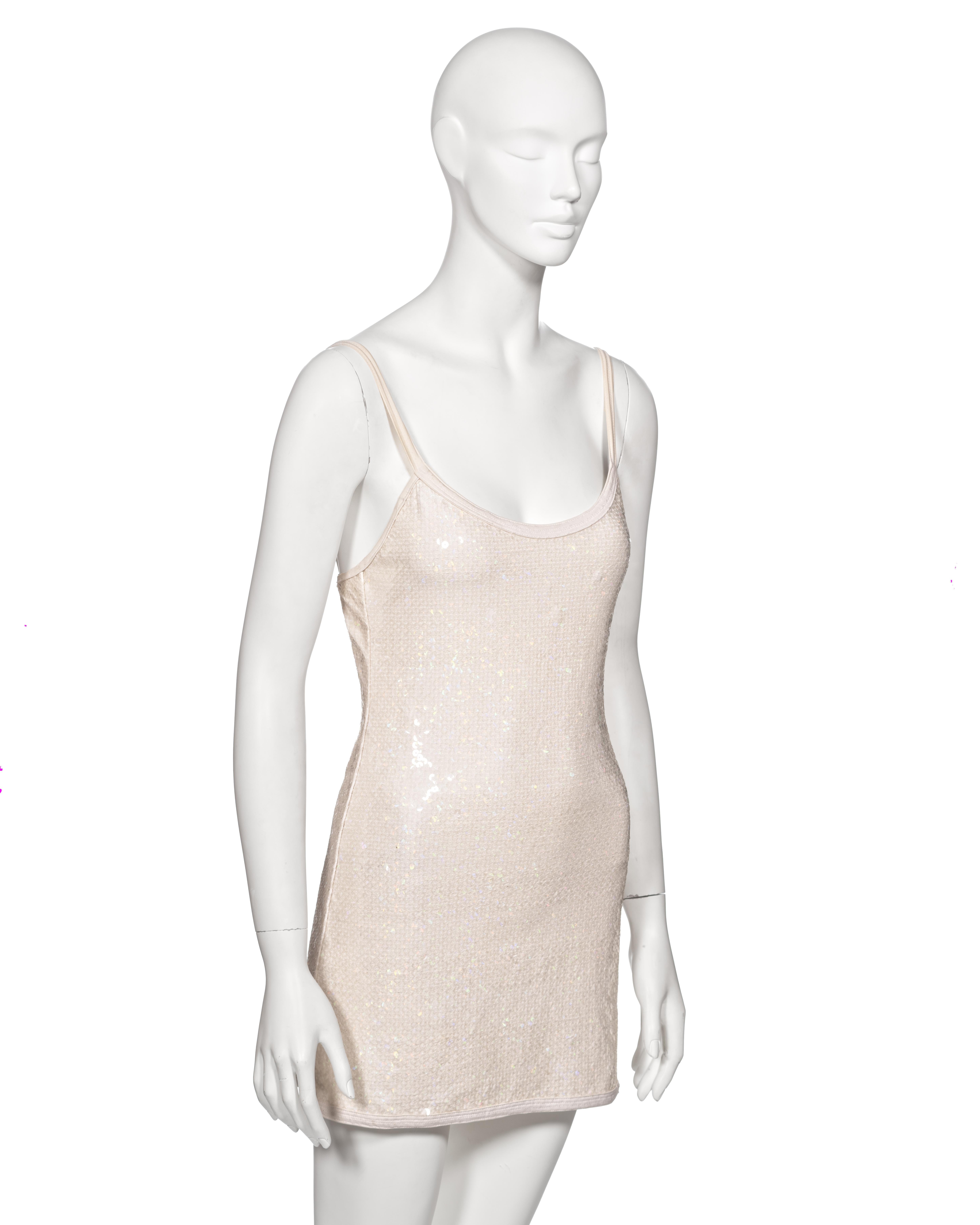 Chanel by Karl Lagerfeld White Iridescent Sequin Mini Dress, ss 2005 1