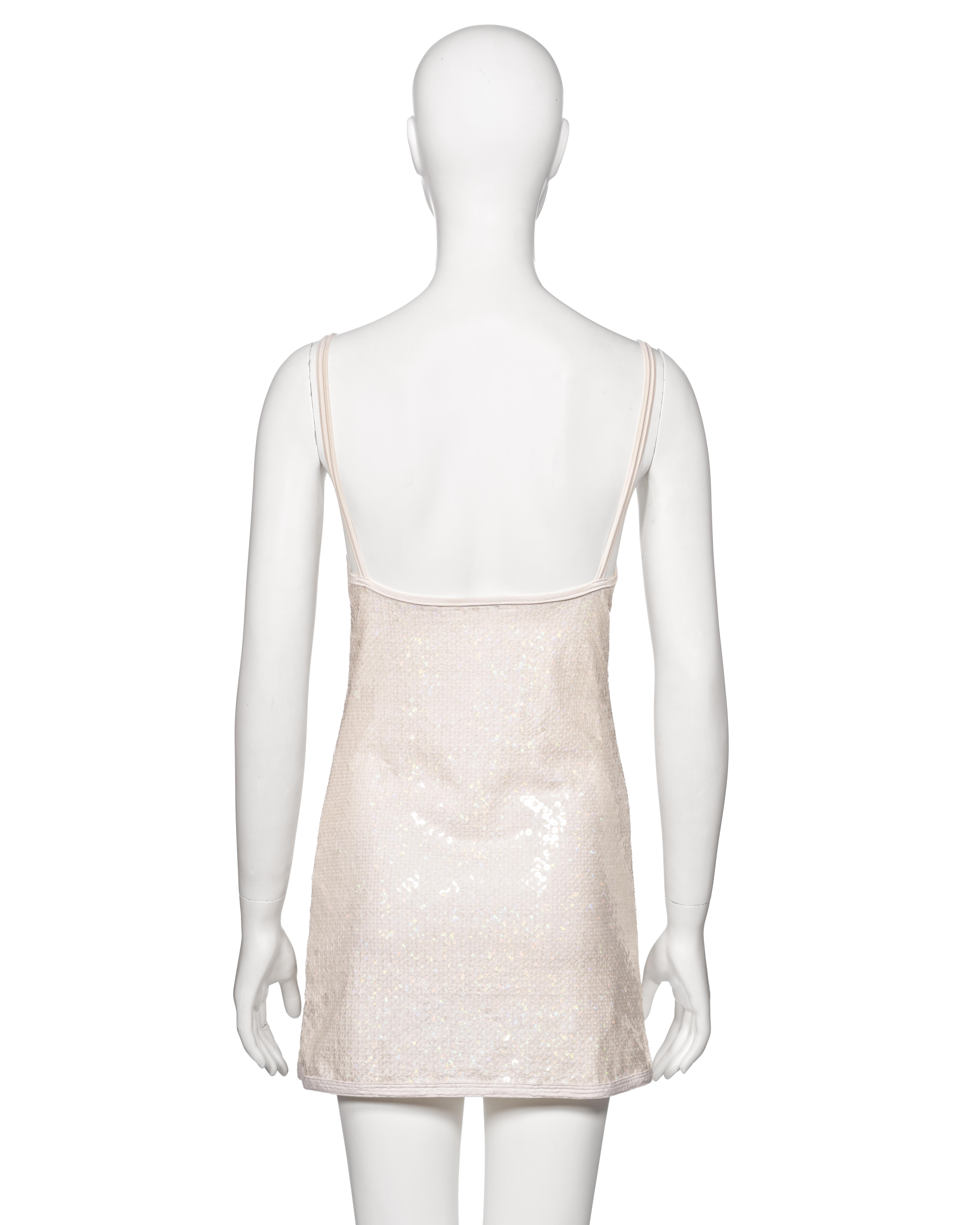 Chanel by Karl Lagerfeld White Iridescent Sequin Mini Dress, ss 2005 For Sale 4