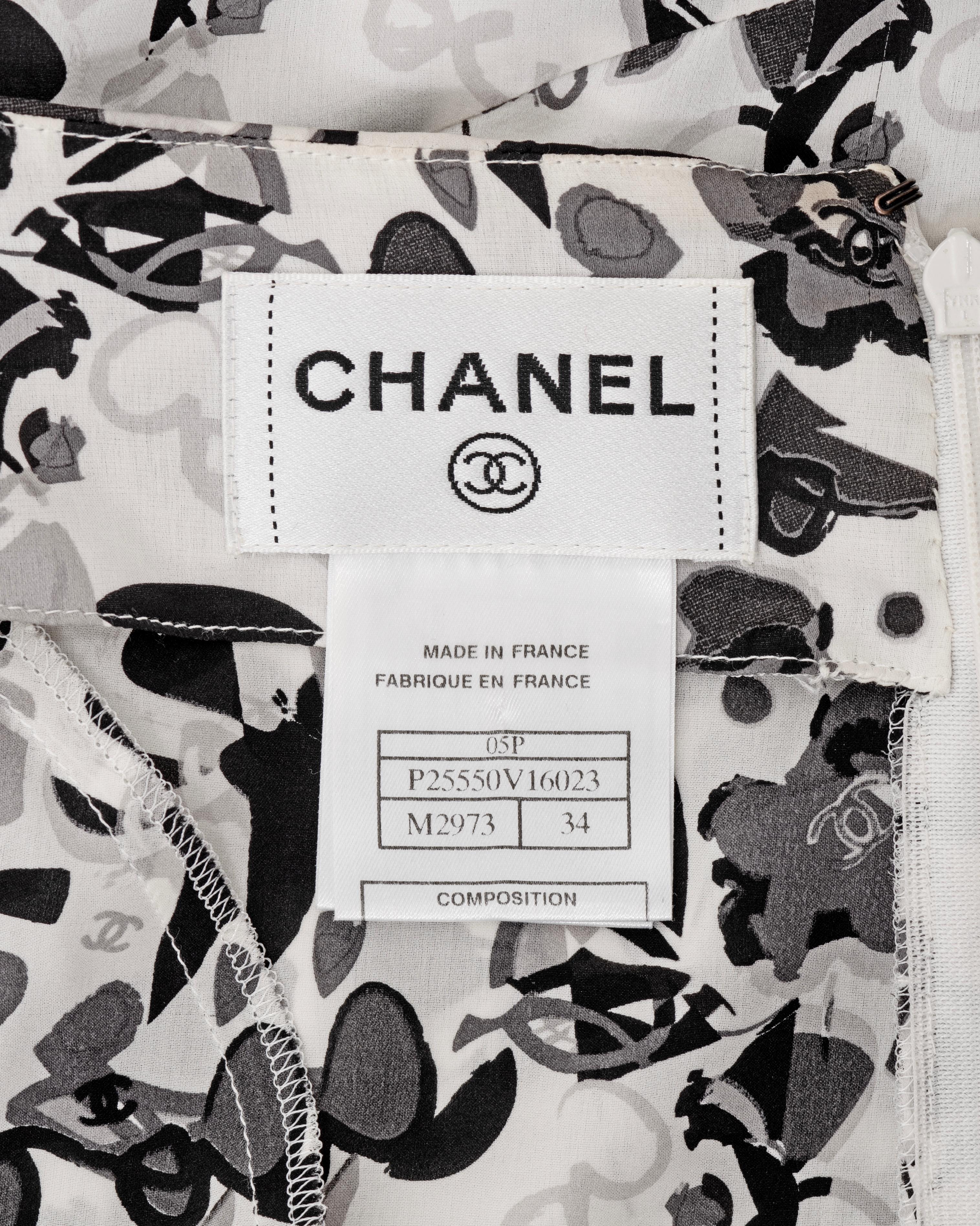 Chanel par Karl Lagerfeld - Robe de soirée en soie imprimée blanche avec nœuds, printemps-été 2005  en vente 8