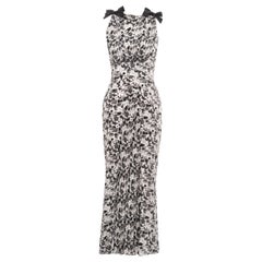 Chanel by Karl Lagerfeld white printed silk evening dress with bows, ss 2005