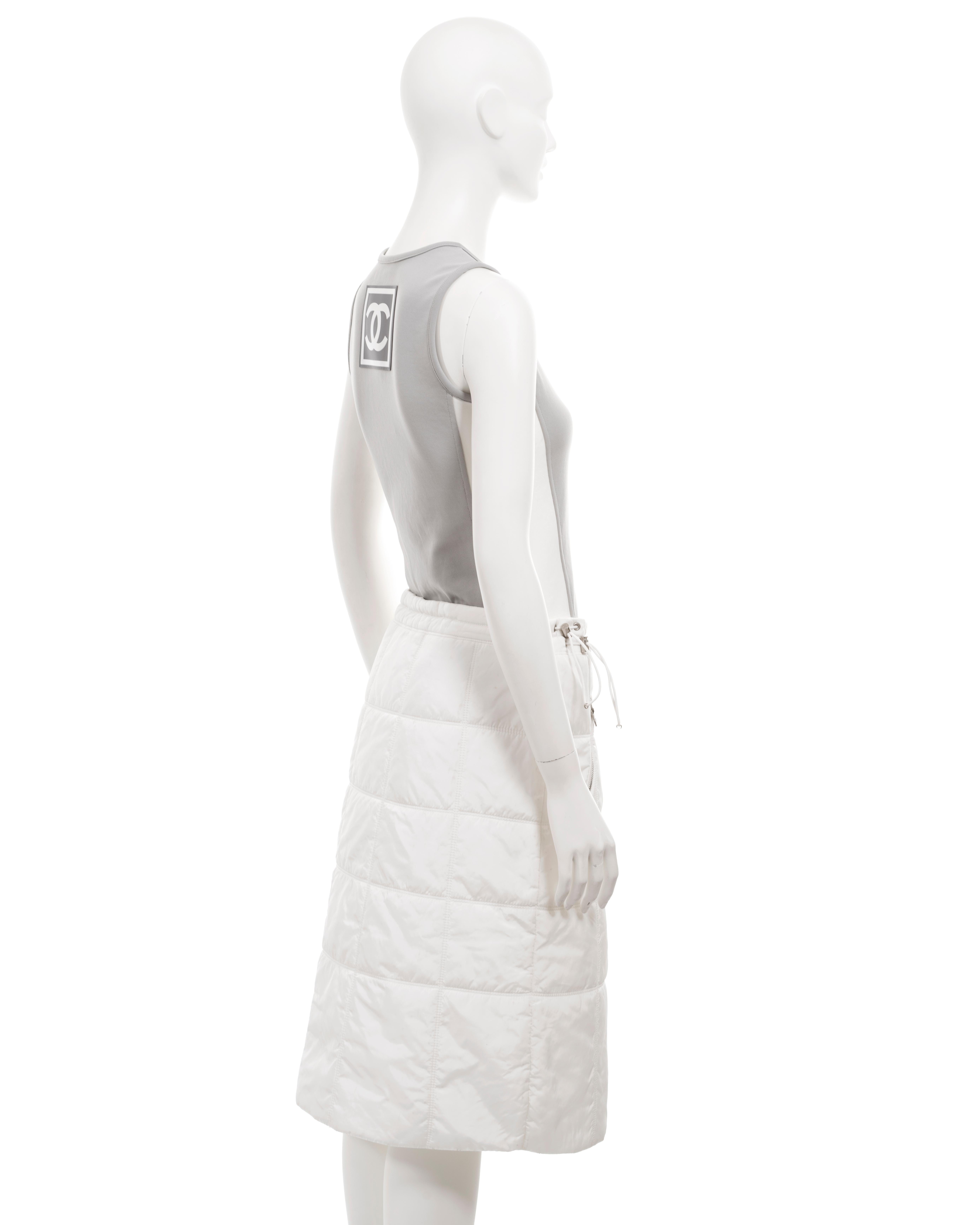 Chanel by Karl Lagerfeld white quilted nylon skirt and sports vest, ss 2001 For Sale 7