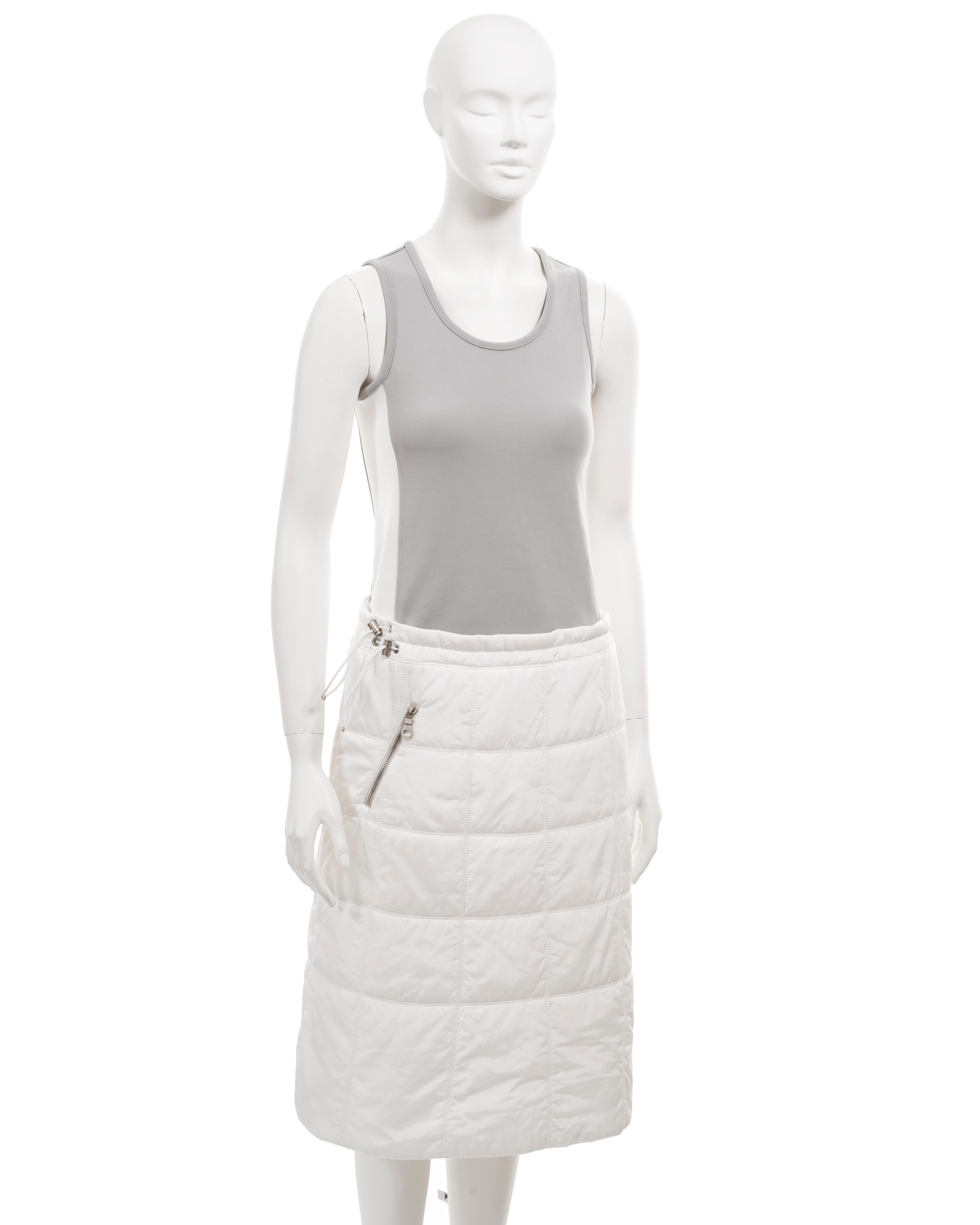 Chanel by Karl Lagerfeld white quilted nylon skirt and sports vest, ss 2001 For Sale 8