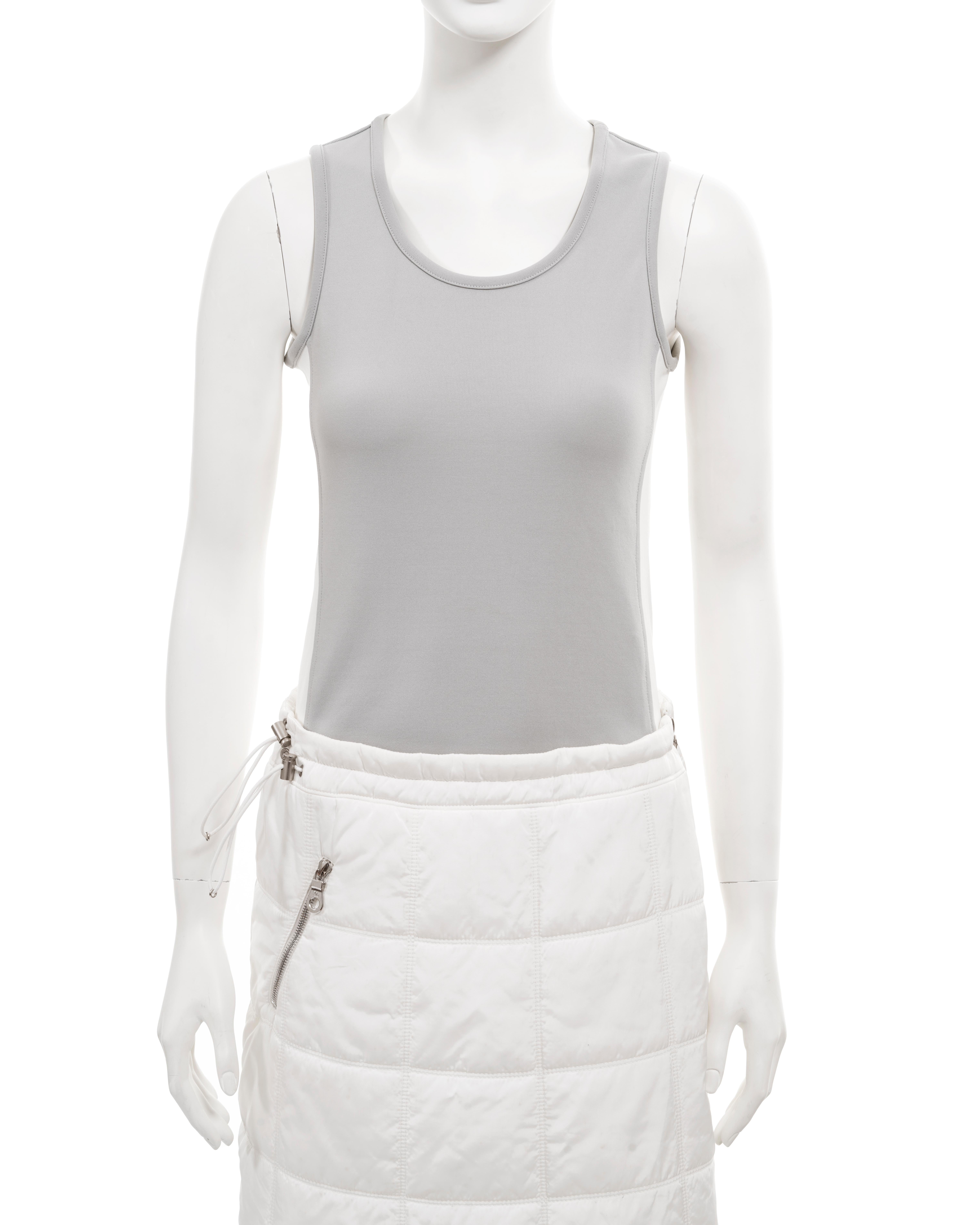 Chanel by Karl Lagerfeld white quilted nylon skirt and sports vest, ss 2001 In Excellent Condition For Sale In London, GB