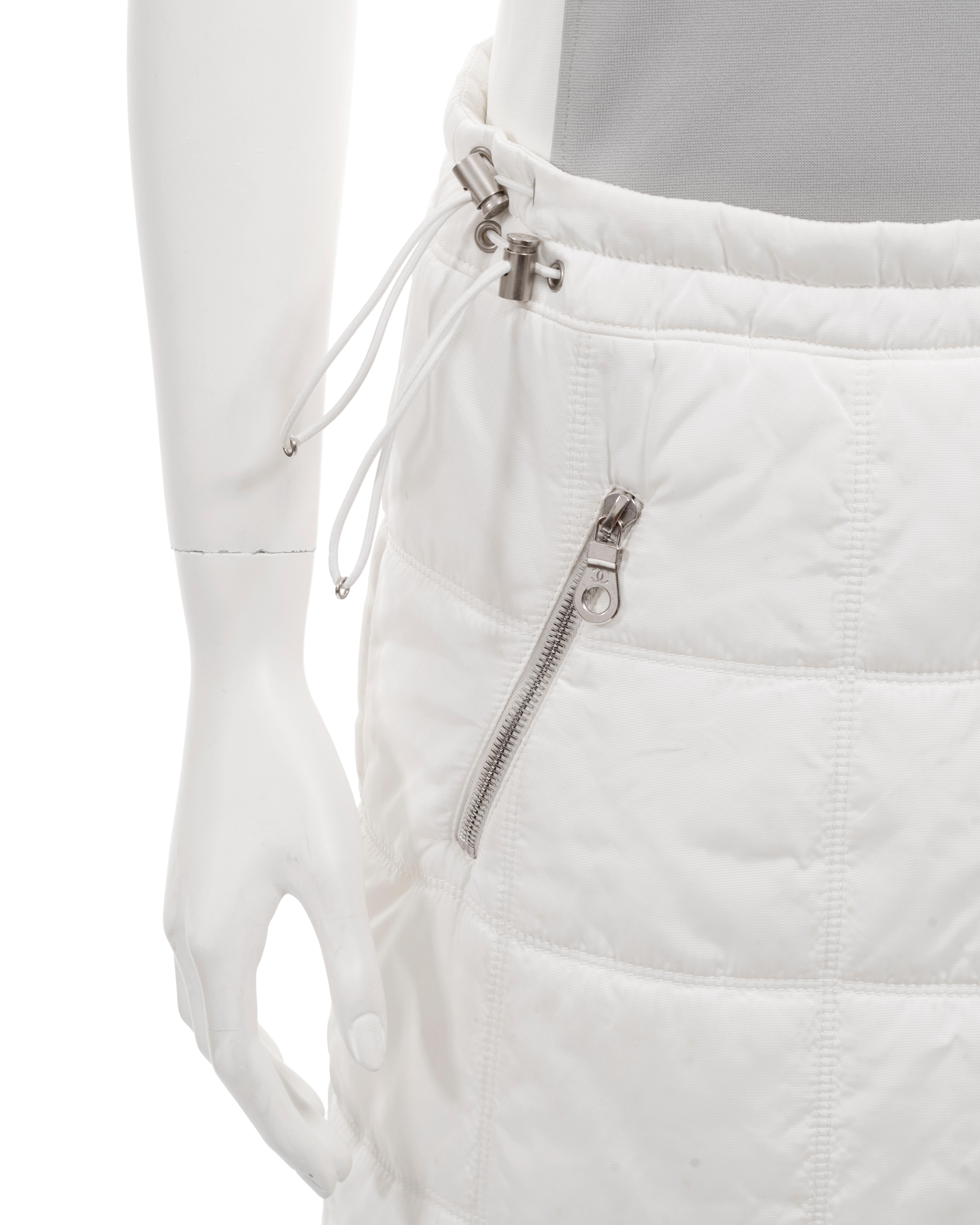 Women's Chanel by Karl Lagerfeld white quilted nylon skirt and sports vest, ss 2001 For Sale