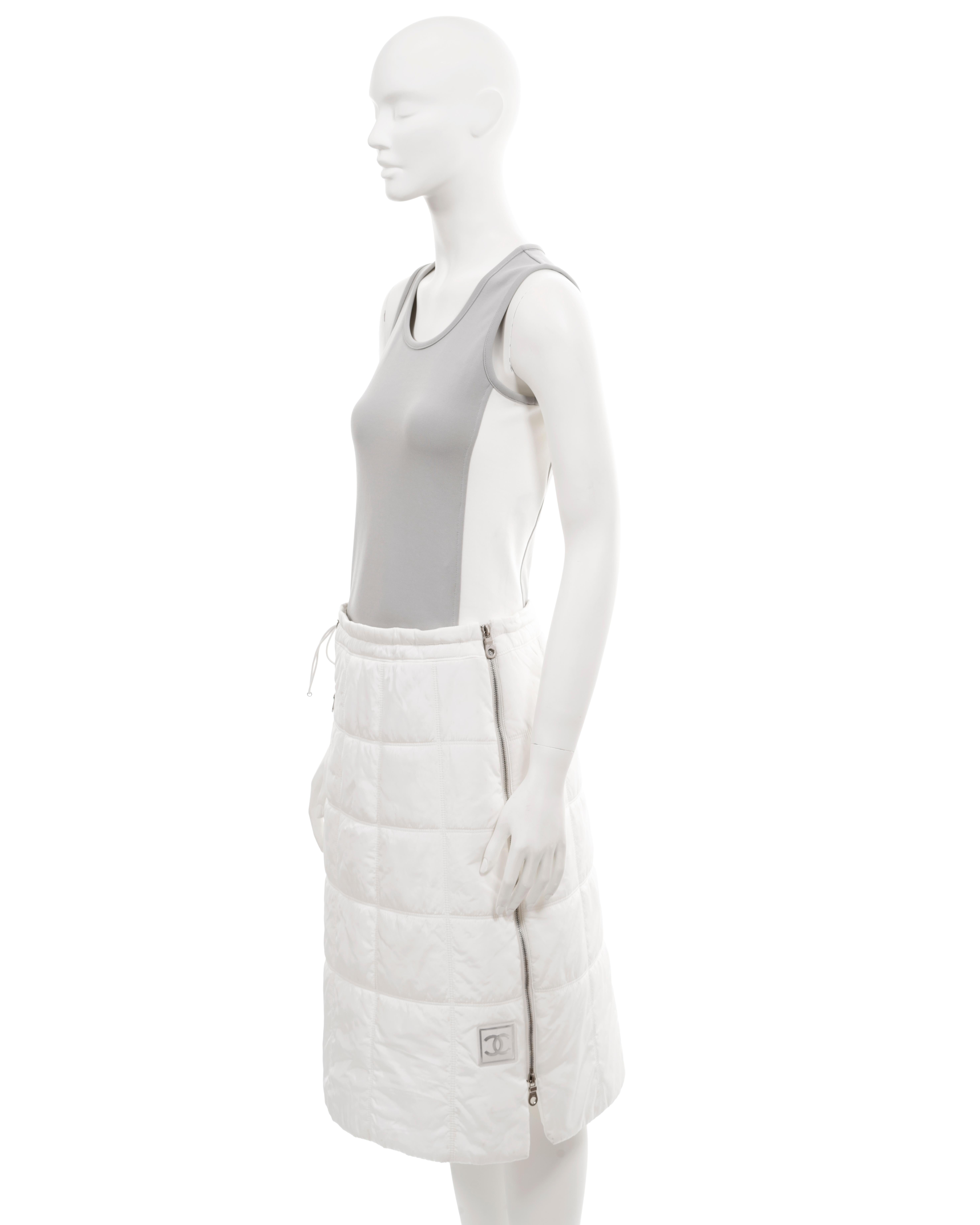Chanel by Karl Lagerfeld white quilted nylon skirt and sports vest, ss 2001 For Sale 1