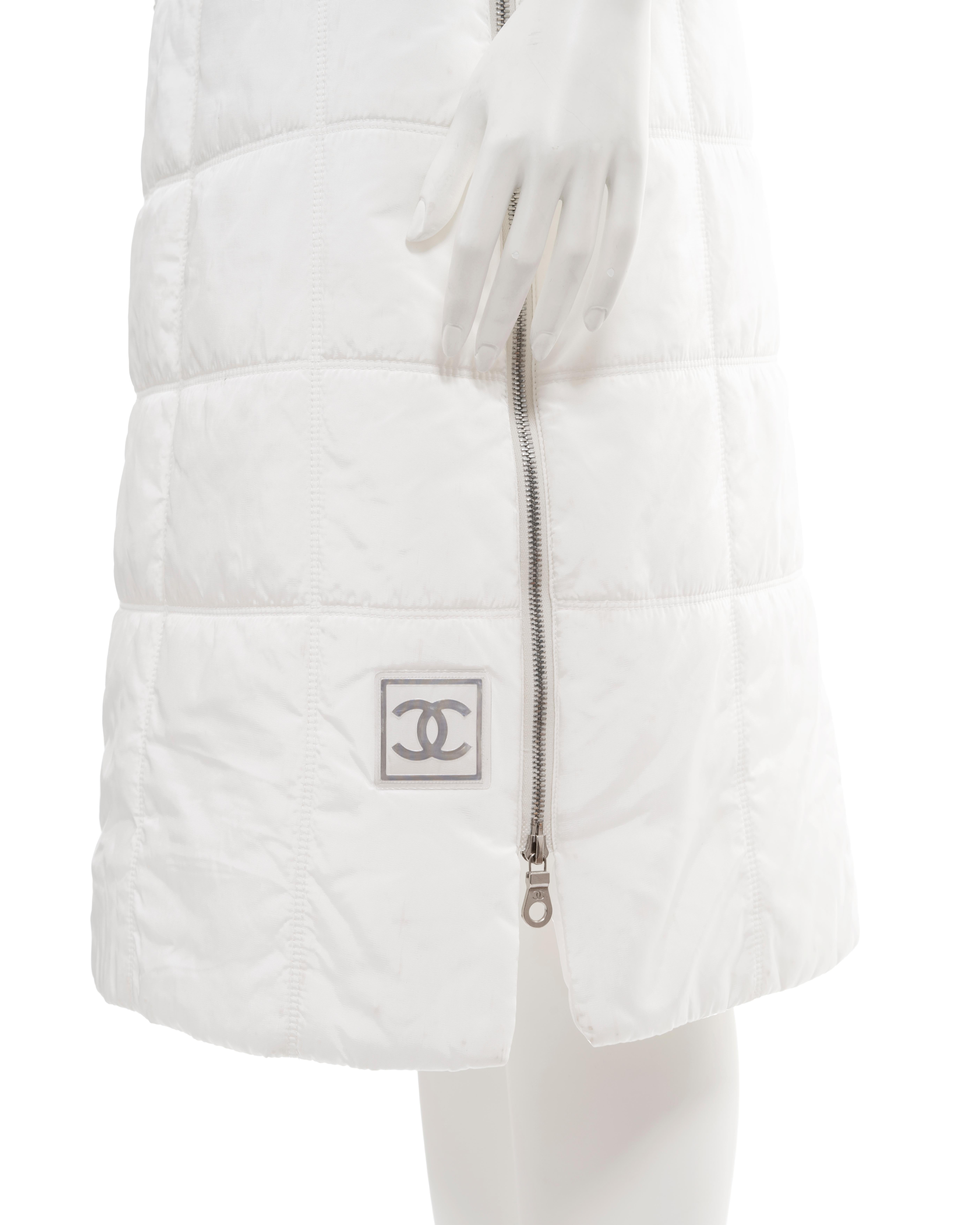Chanel by Karl Lagerfeld white quilted nylon skirt and sports vest, ss 2001 For Sale 2