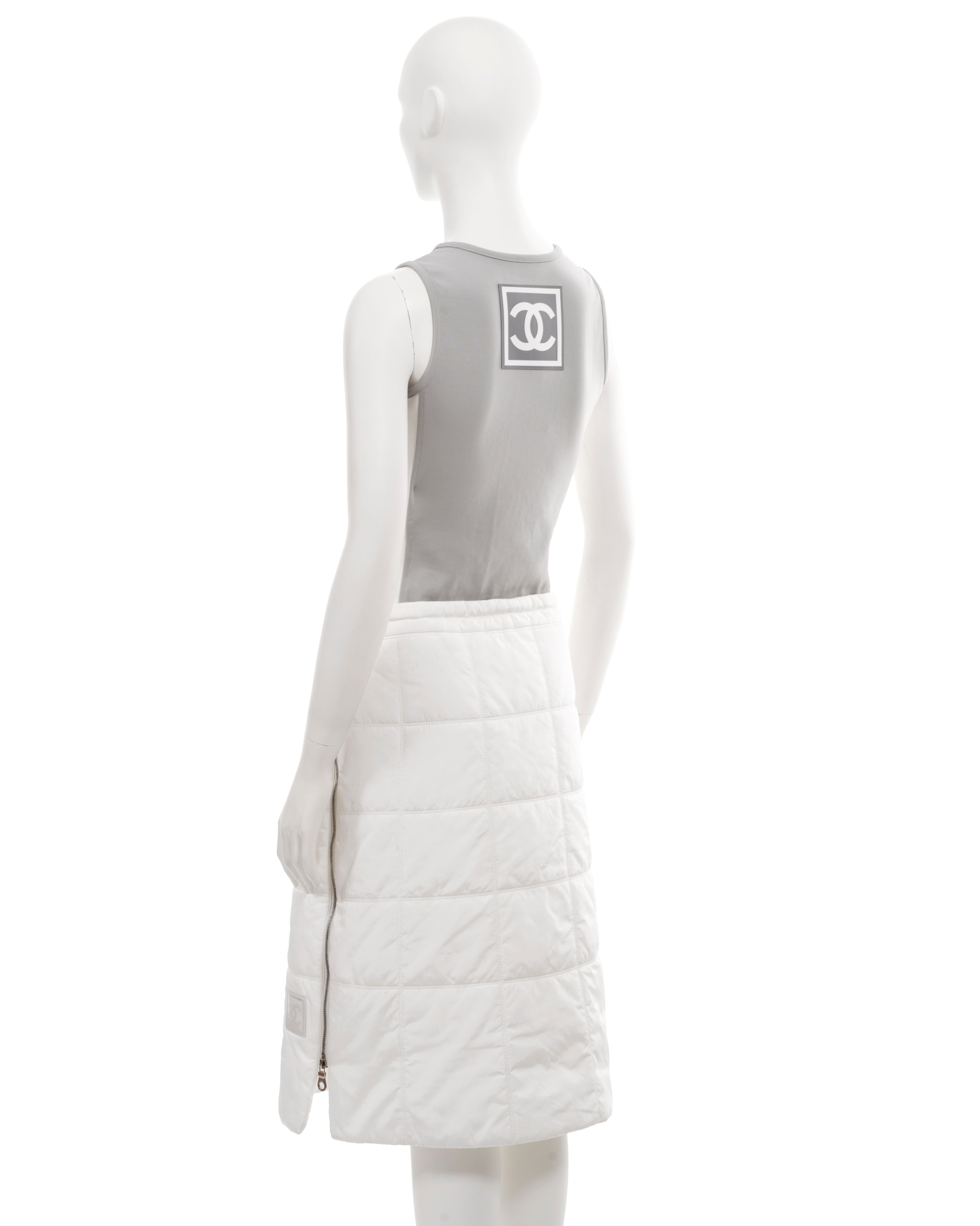 Chanel by Karl Lagerfeld white quilted nylon skirt and sports vest, ss 2001 For Sale 4