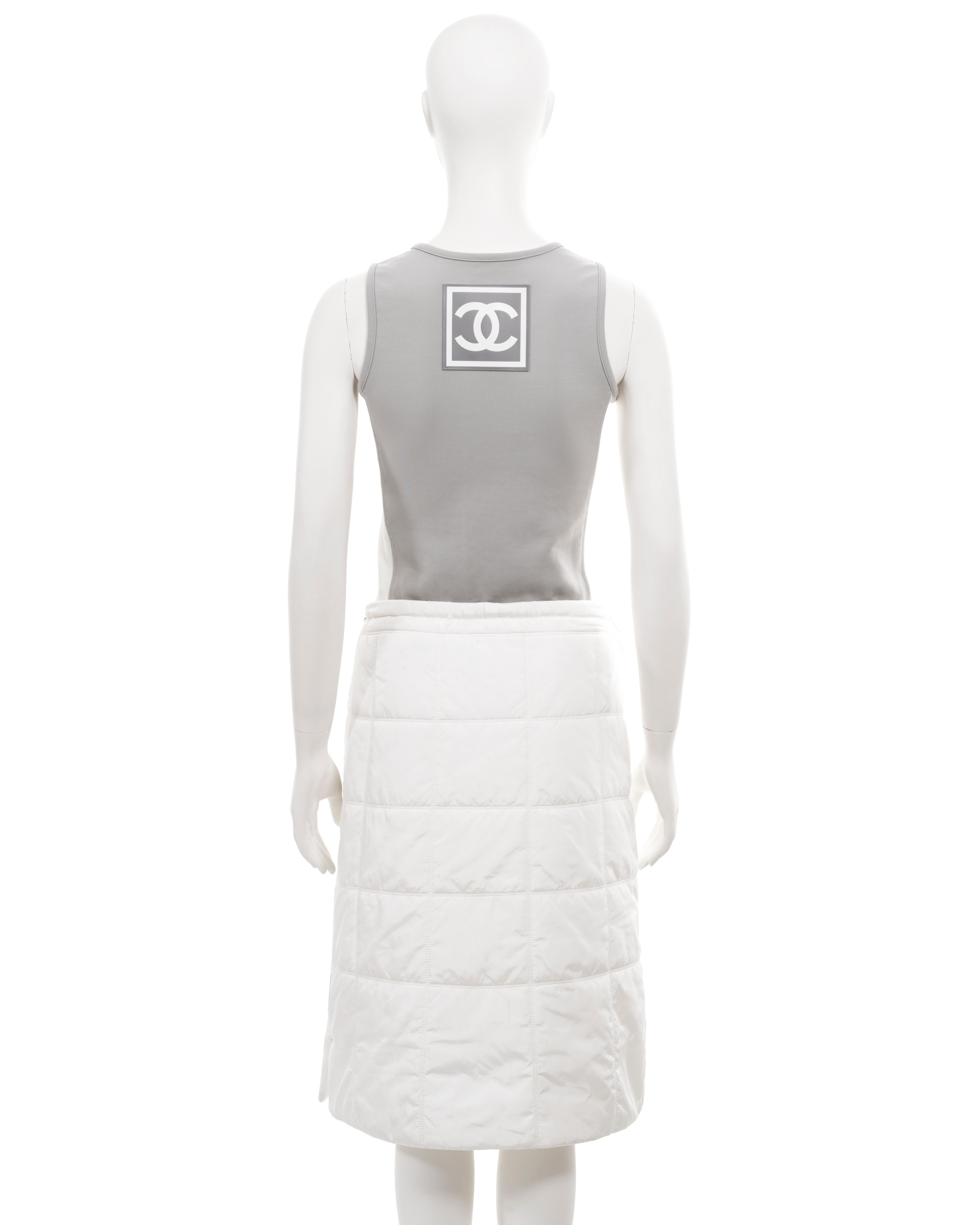 Chanel by Karl Lagerfeld white quilted nylon skirt and sports vest, ss 2001 For Sale 5