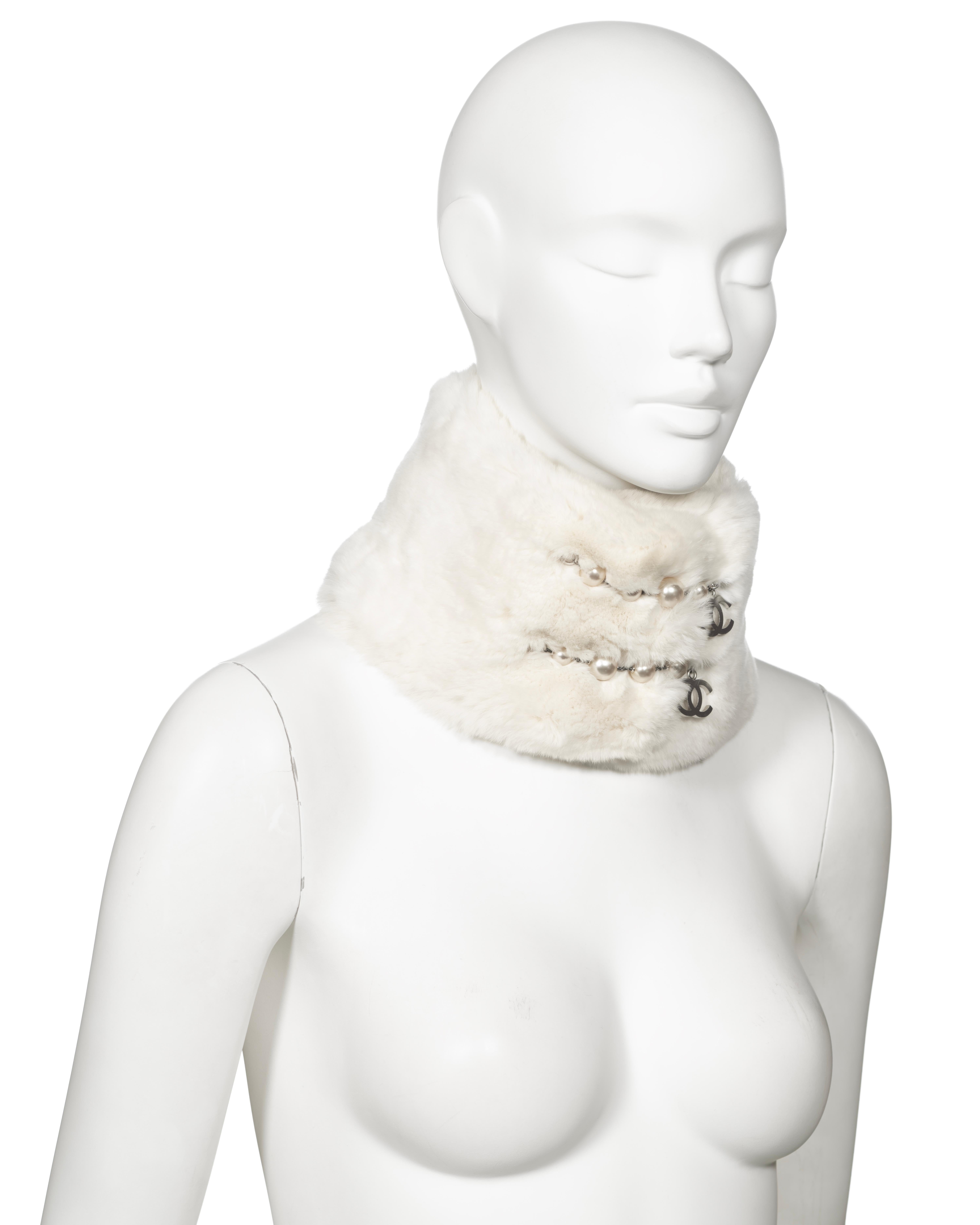 Chanel by Karl Lagerfeld White Rabbit Fur Collar and Cuffs, fw 2003 12
