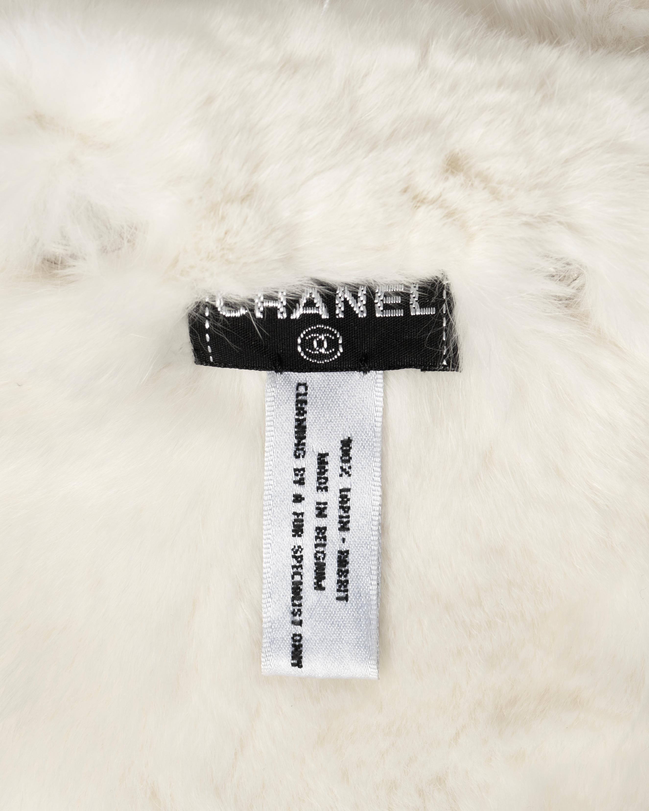 Chanel by Karl Lagerfeld White Rabbit Fur Collar and Cuffs, fw 2003 For Sale 15