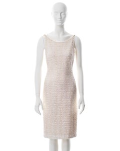 Chanel by Karl Lagerfeld white tweed sheath dress with chain straps, ss 1992