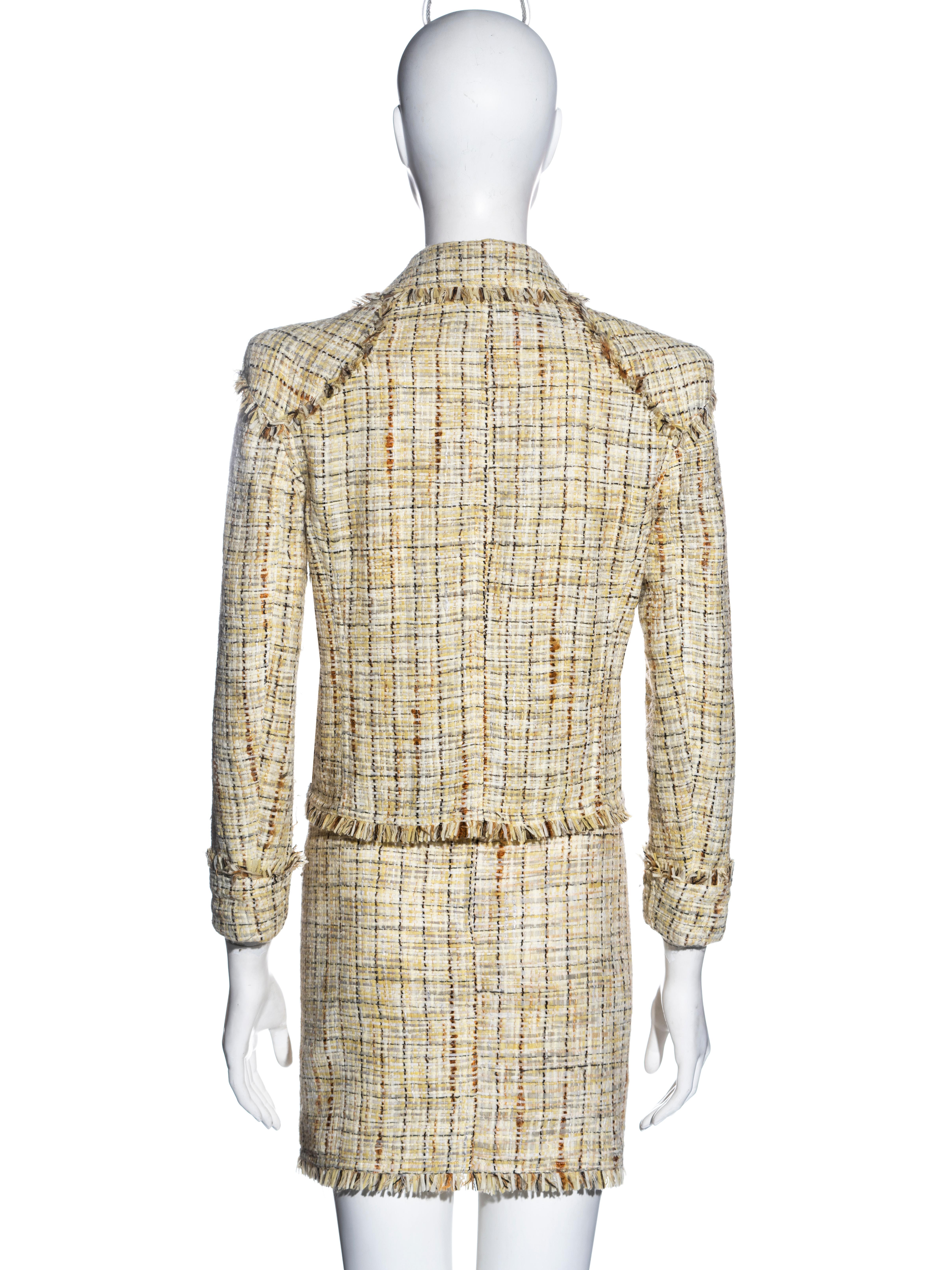Chanel by Karl Lagerfeld yellow tweed jacket and skirt suit, ss 1998 For Sale 2