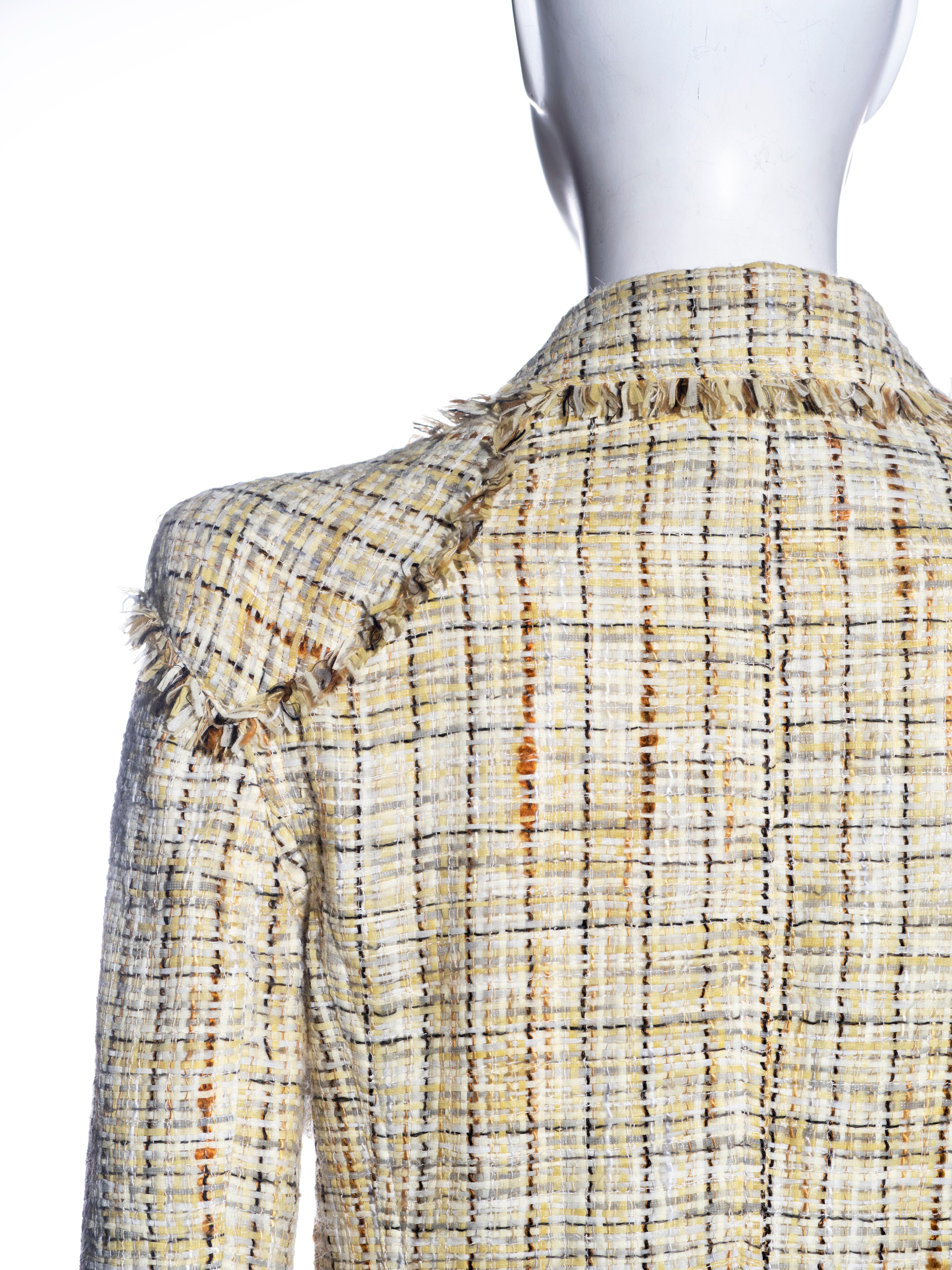 Chanel by Karl Lagerfeld yellow tweed jacket and skirt suit, ss 1998 For Sale 3