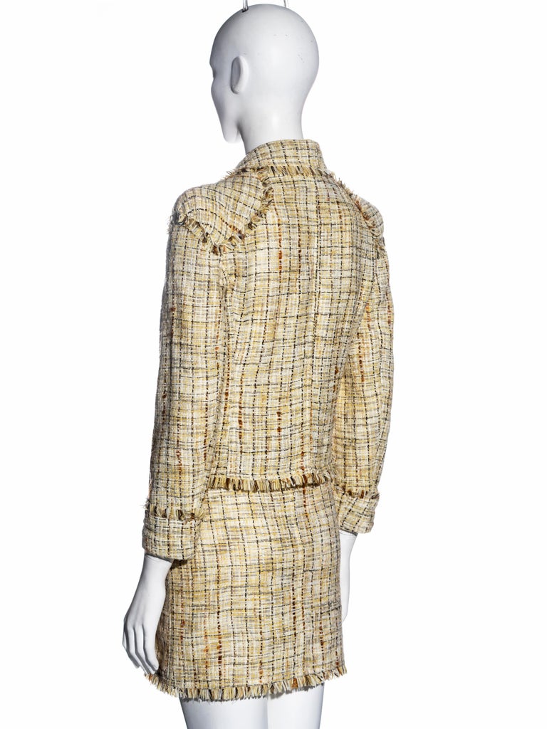 Chanel by Karl Lagerfeld yellow tweed jacket and skirt suit, ss 1998 For Sale 4